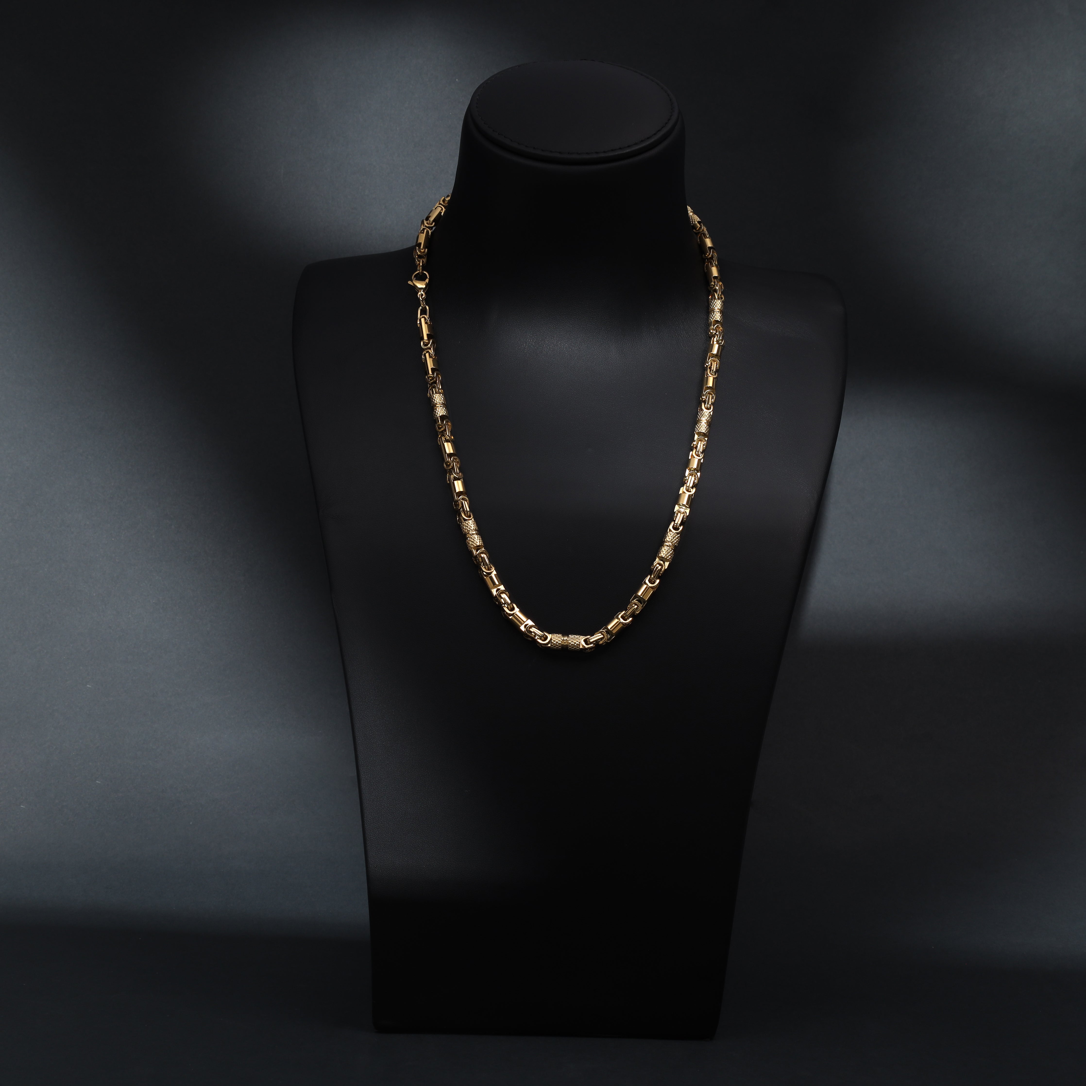 6mm Königskette + Montecarlo 60cm lang aus Edelstahl 18K vergoldet - Taipan Schmuck