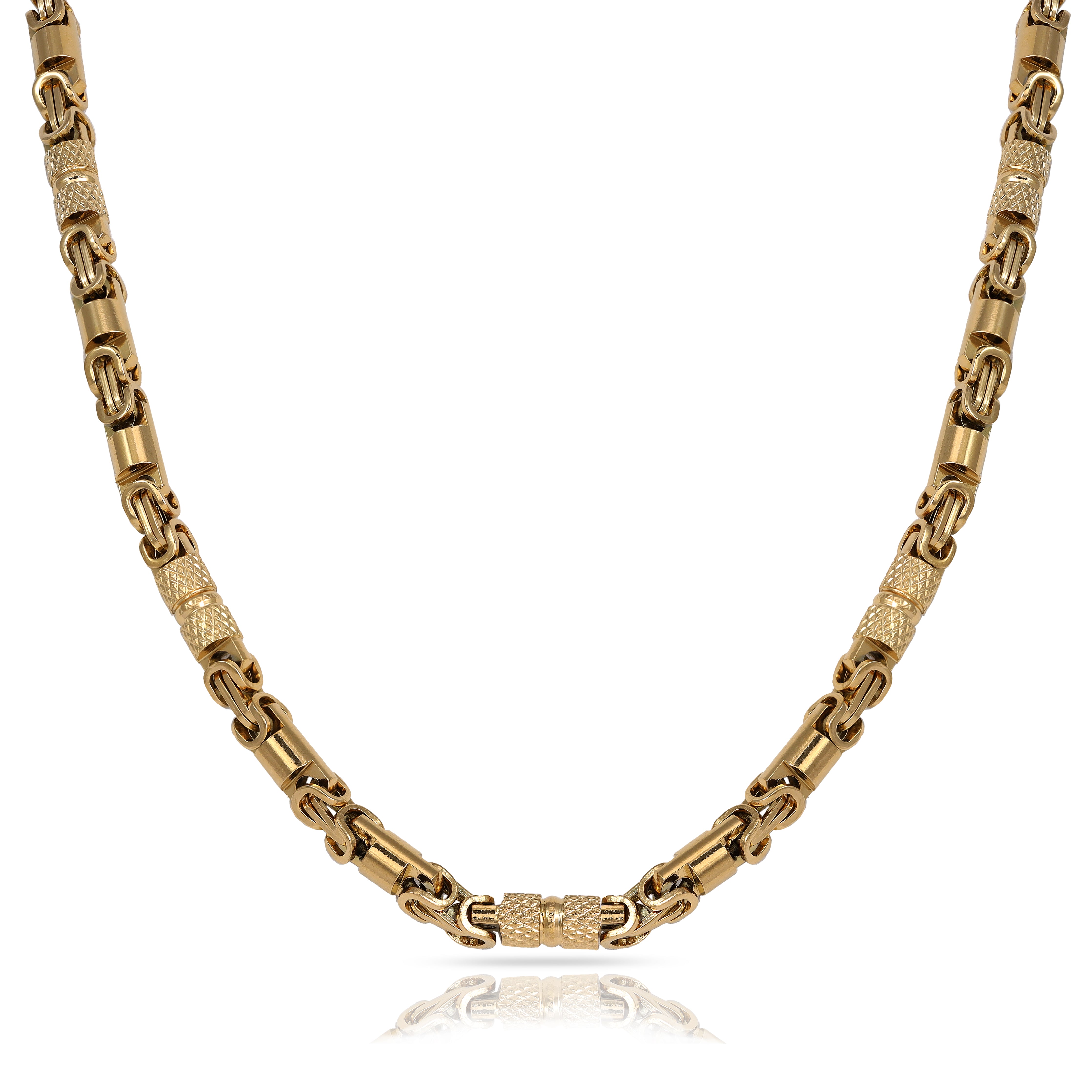 6mm Königskette + Montecarlo 60cm lang aus Edelstahl 18K vergoldet - Taipan Schmuck