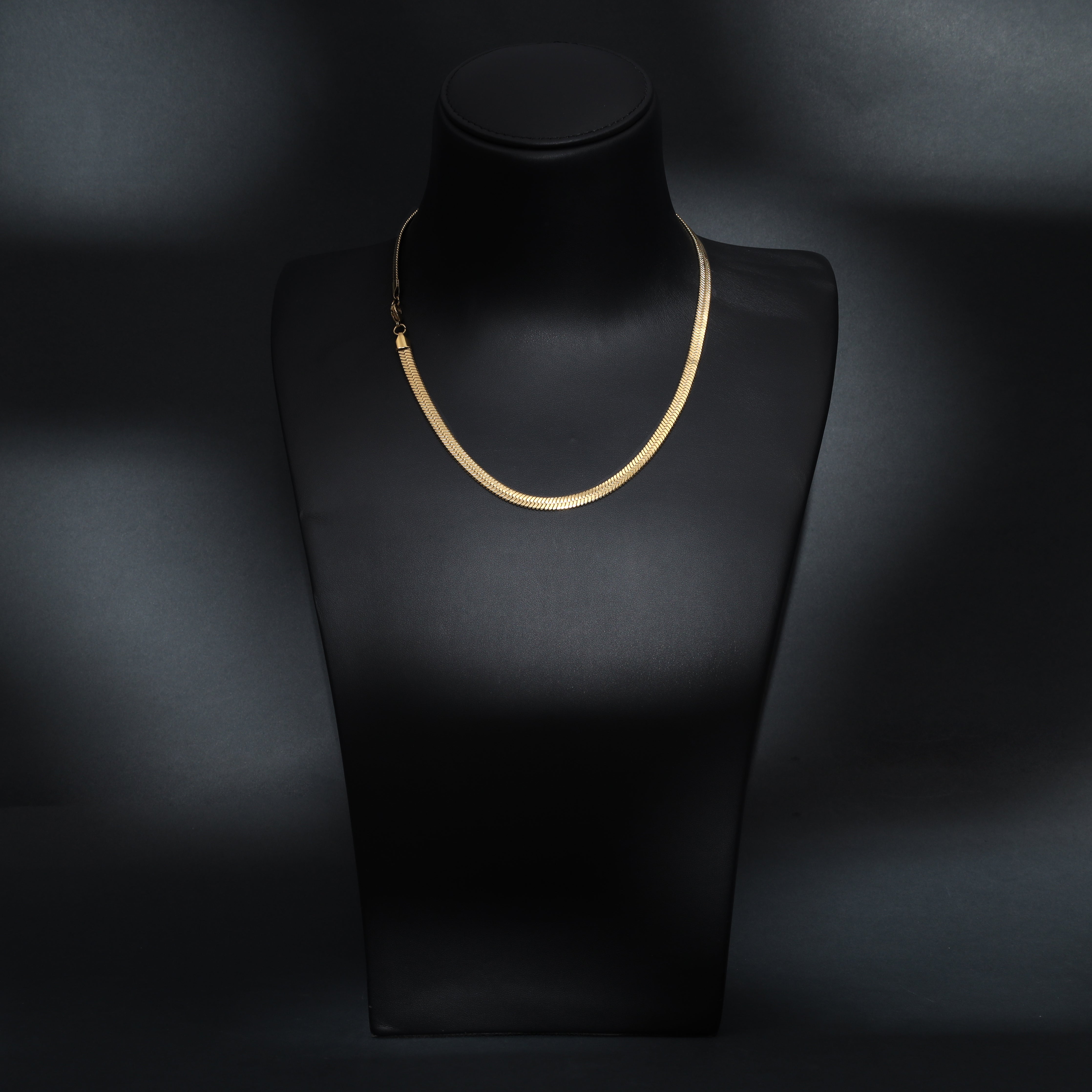 6mm Fishgrätenkette Herringbone Chain aus Edelstahl 18K vergoldet - Taipan Schmuck