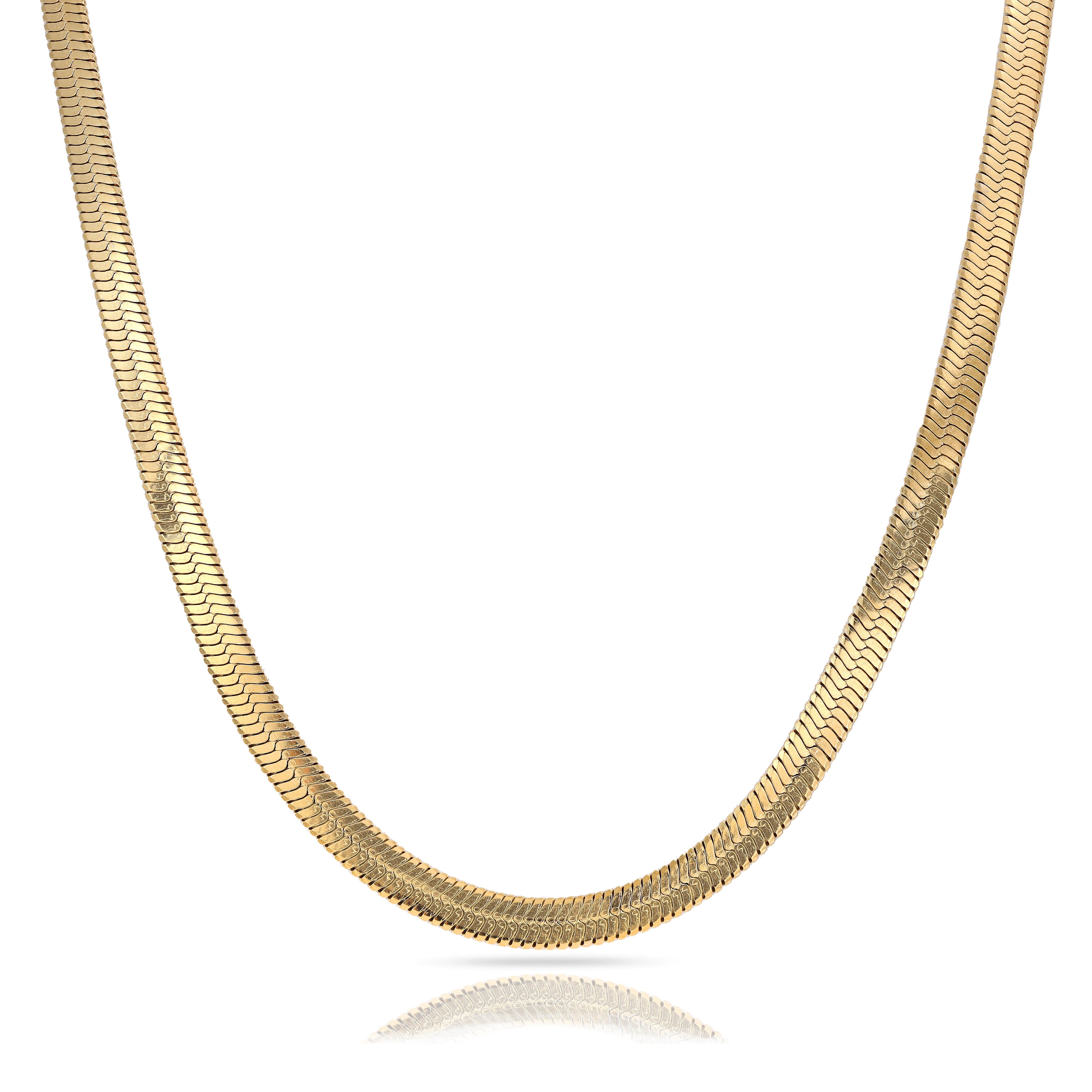 6mm Fishgrätenkette Herringbone Chain aus Edelstahl 18K vergoldet - Taipan Schmuck