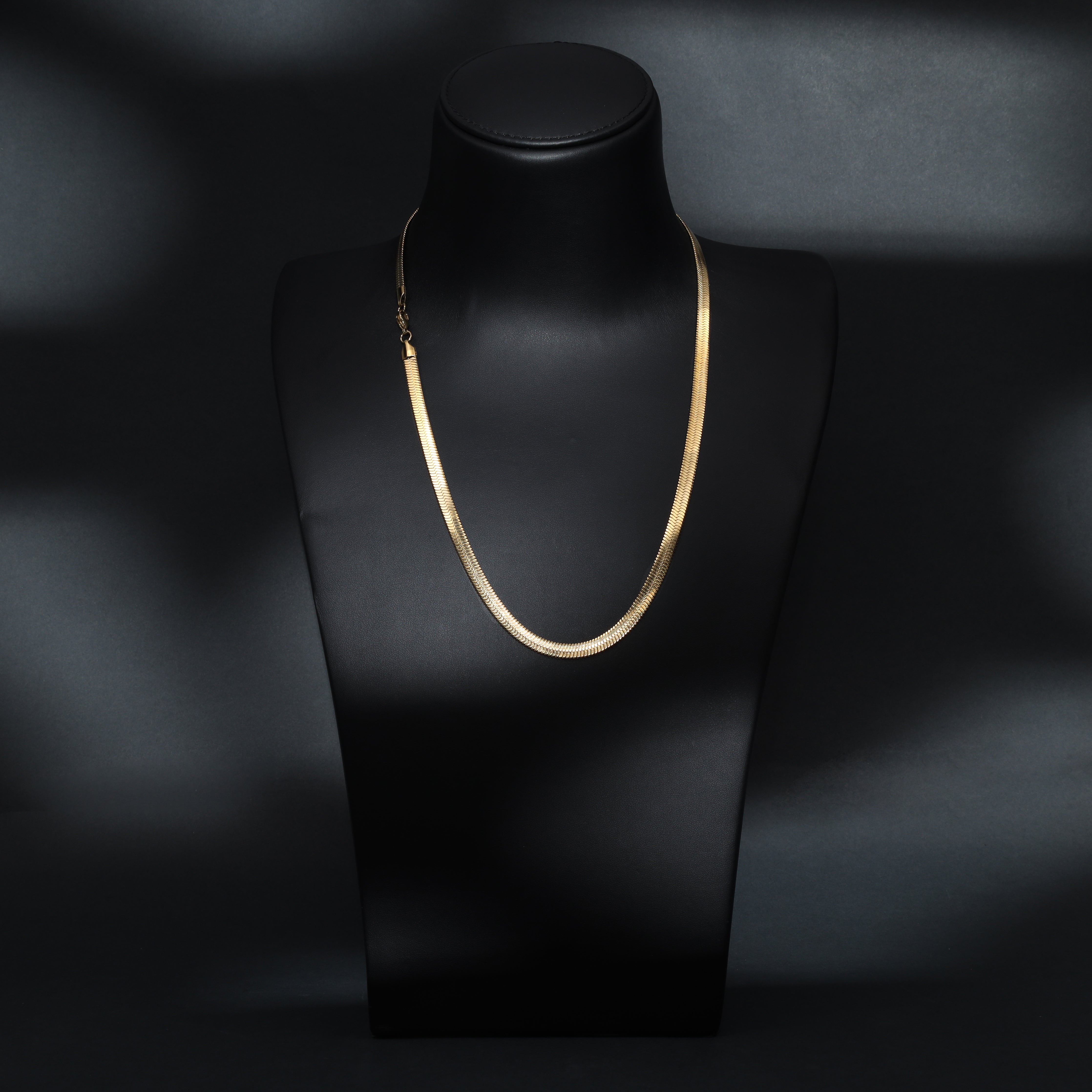 6mm Fishgrätenkette Herringbone Chain aus Edelstahl 18K vergoldet - Taipan Schmuck
