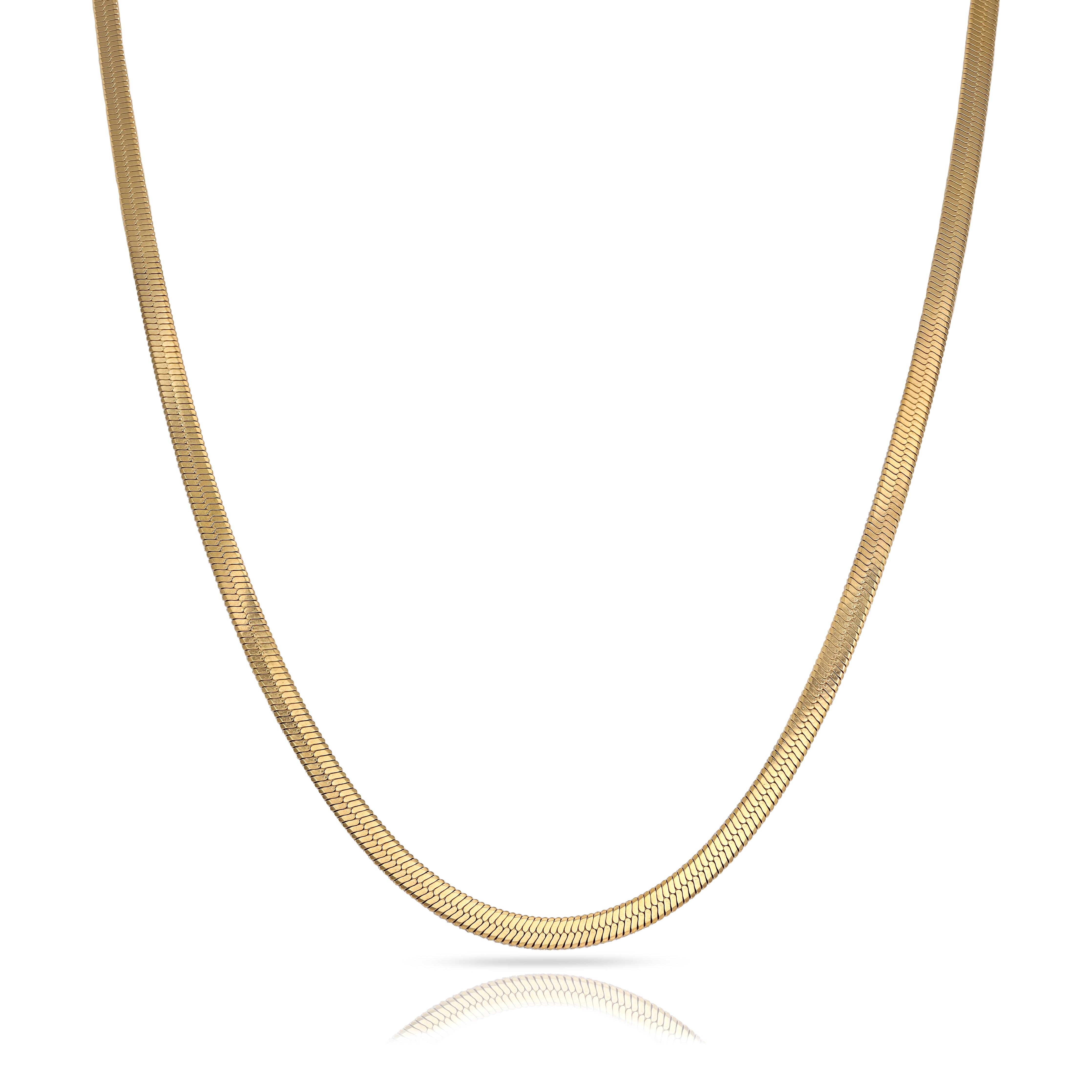 3mm Fischgrätenkette Herringbone aus Edelstahl 18K Vergoldet - Taipan Schmuck