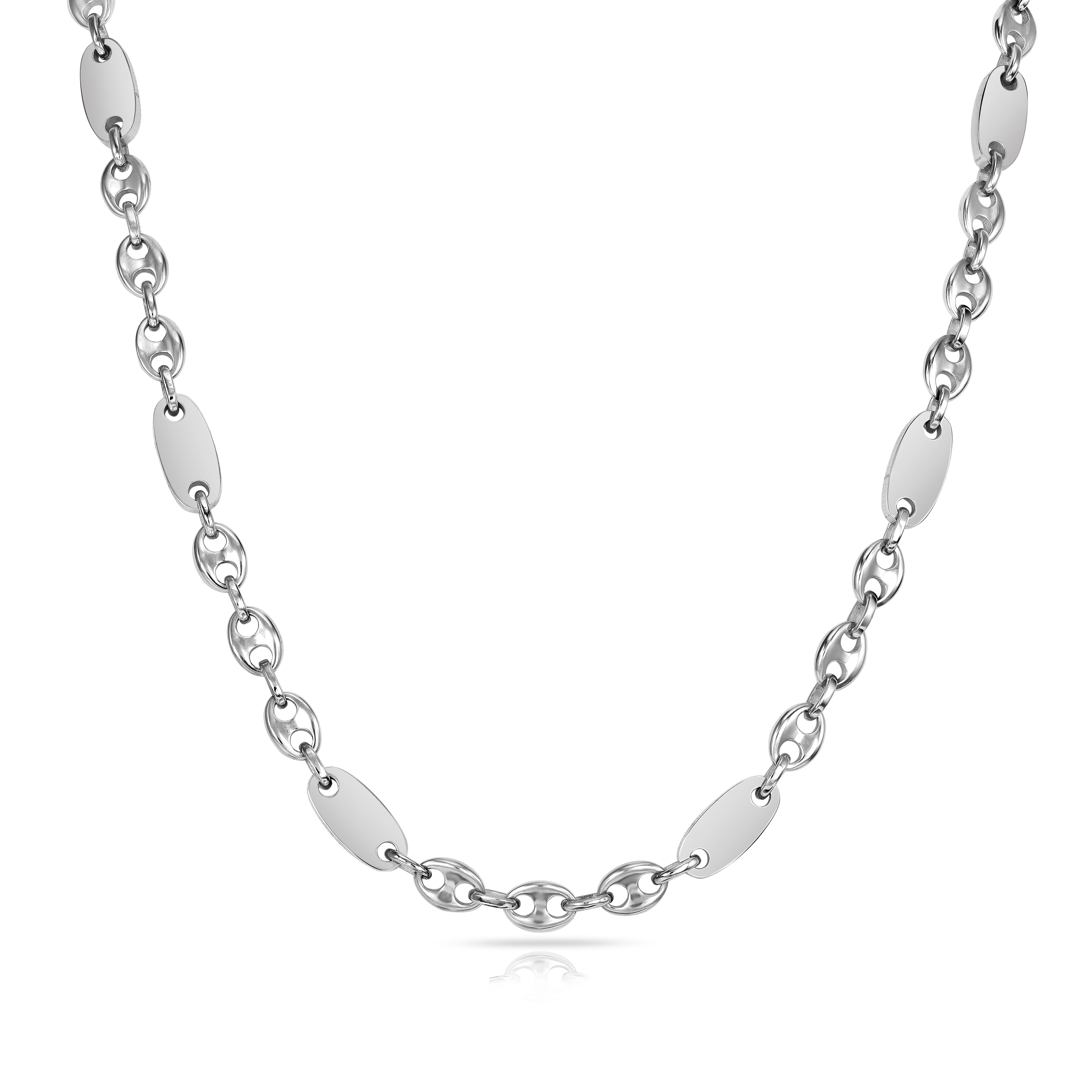 Plattenkette + Bohnenkette 6mm breit aus Edelstahl - Taipan Schmuck