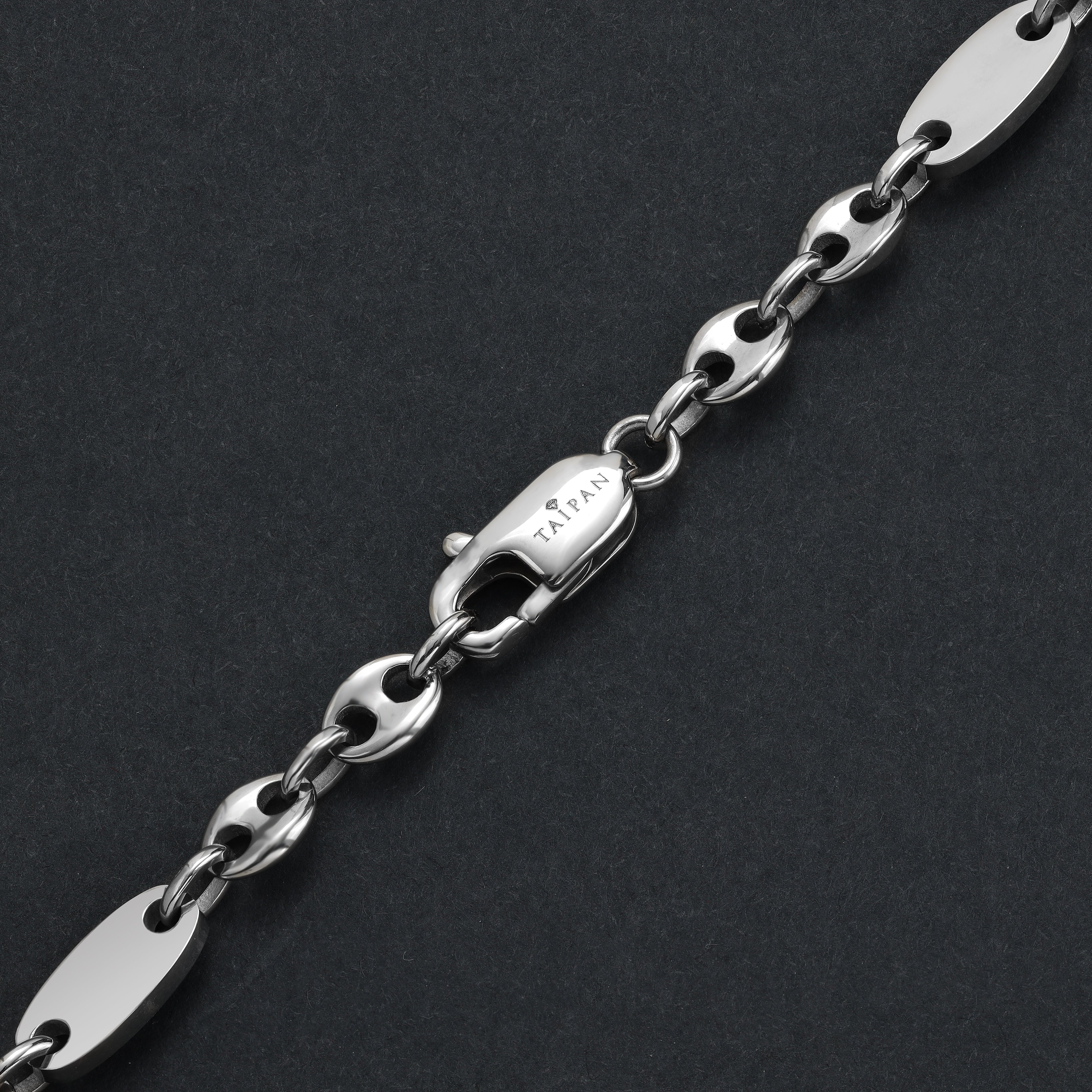 Plattenkette + Bohnenkette 6mm breit aus Edelstahl - Taipan Schmuck