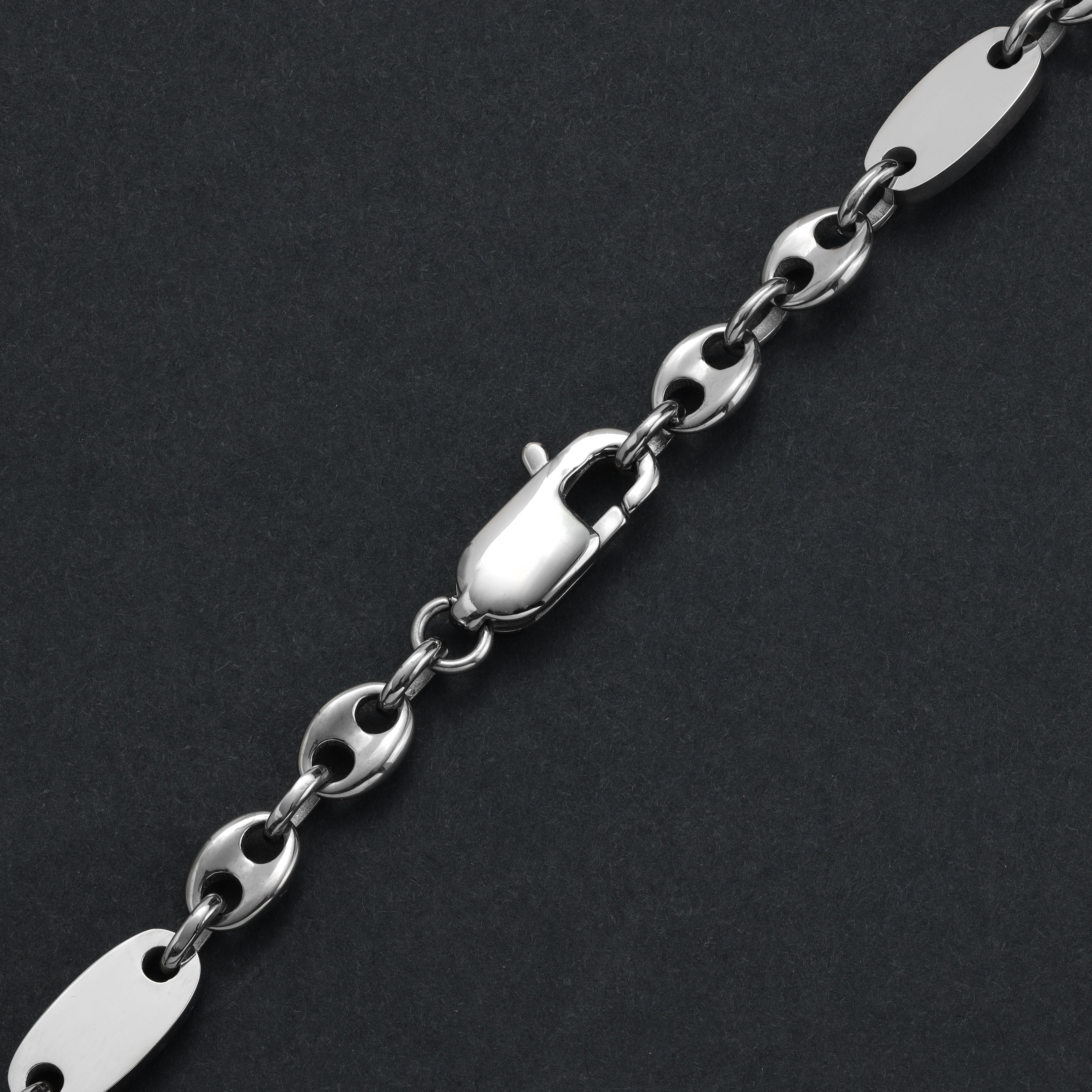 Plattenkette + Bohnenkette 6mm breit aus Edelstahl - Taipan Schmuck