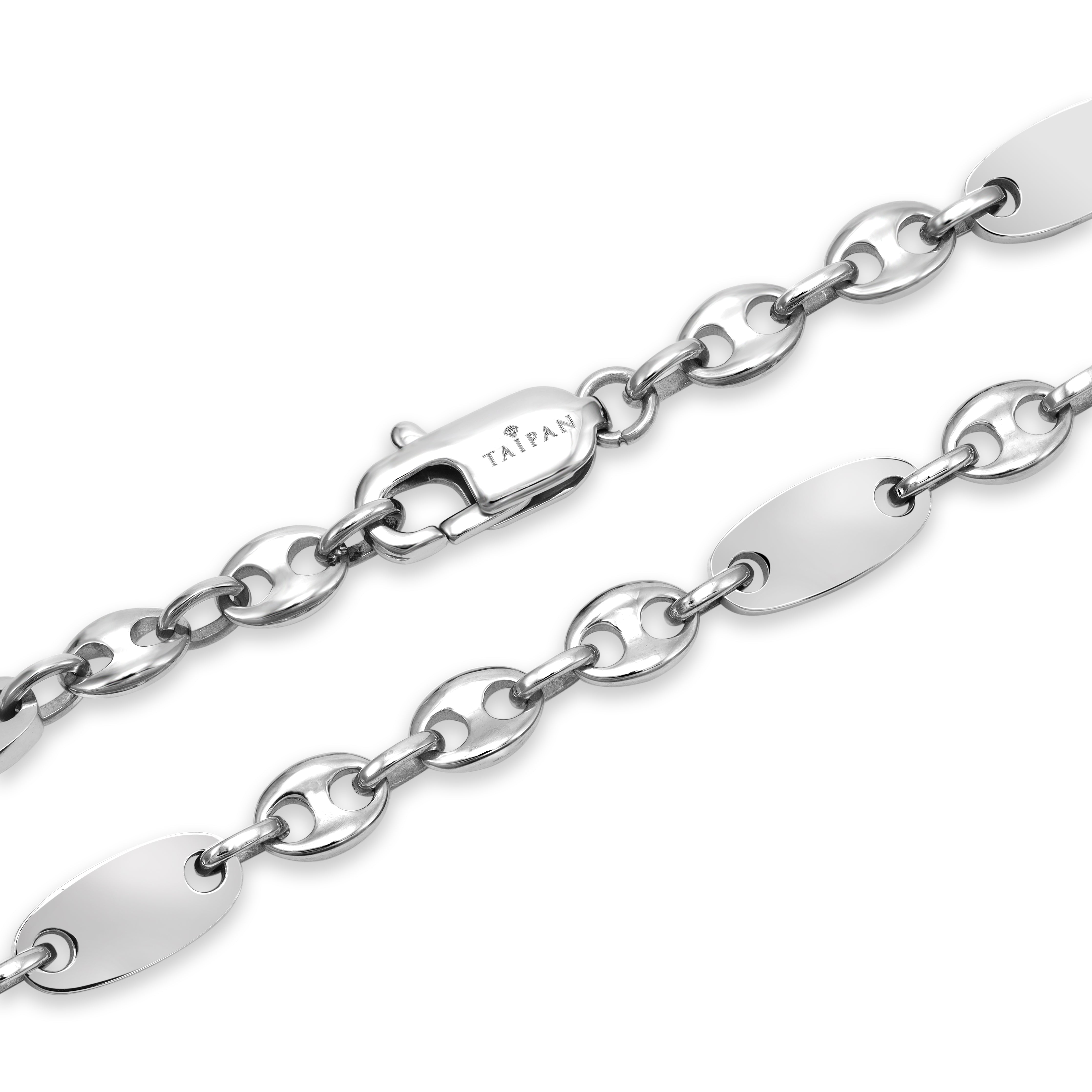 Plattenkette + Bohnenkette 6mm breit aus Edelstahl - Taipan Schmuck