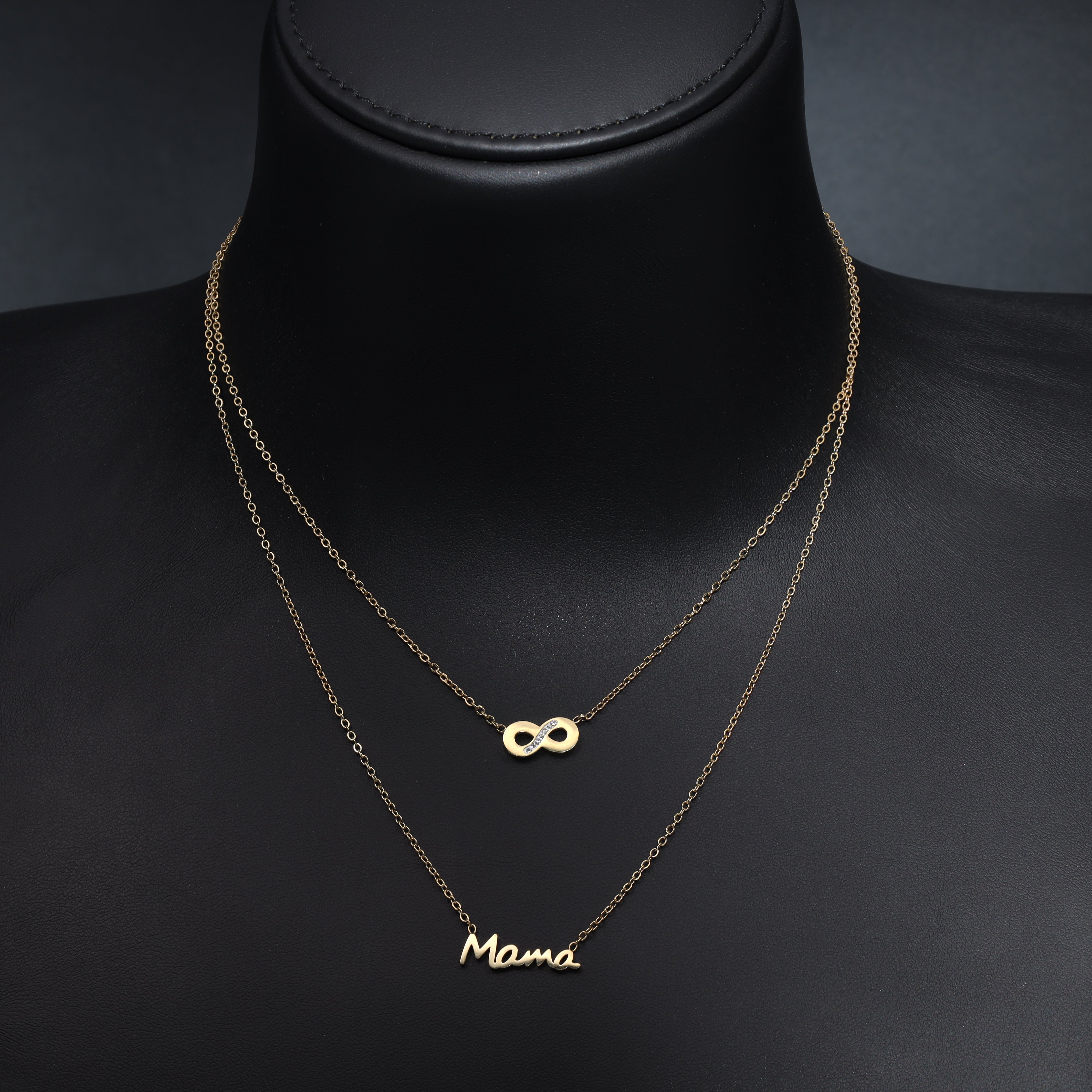 Damenkette mit Infinity Mama Anhänger aus Edelstahl 18K Vergoldet - Taipan Schmuck
