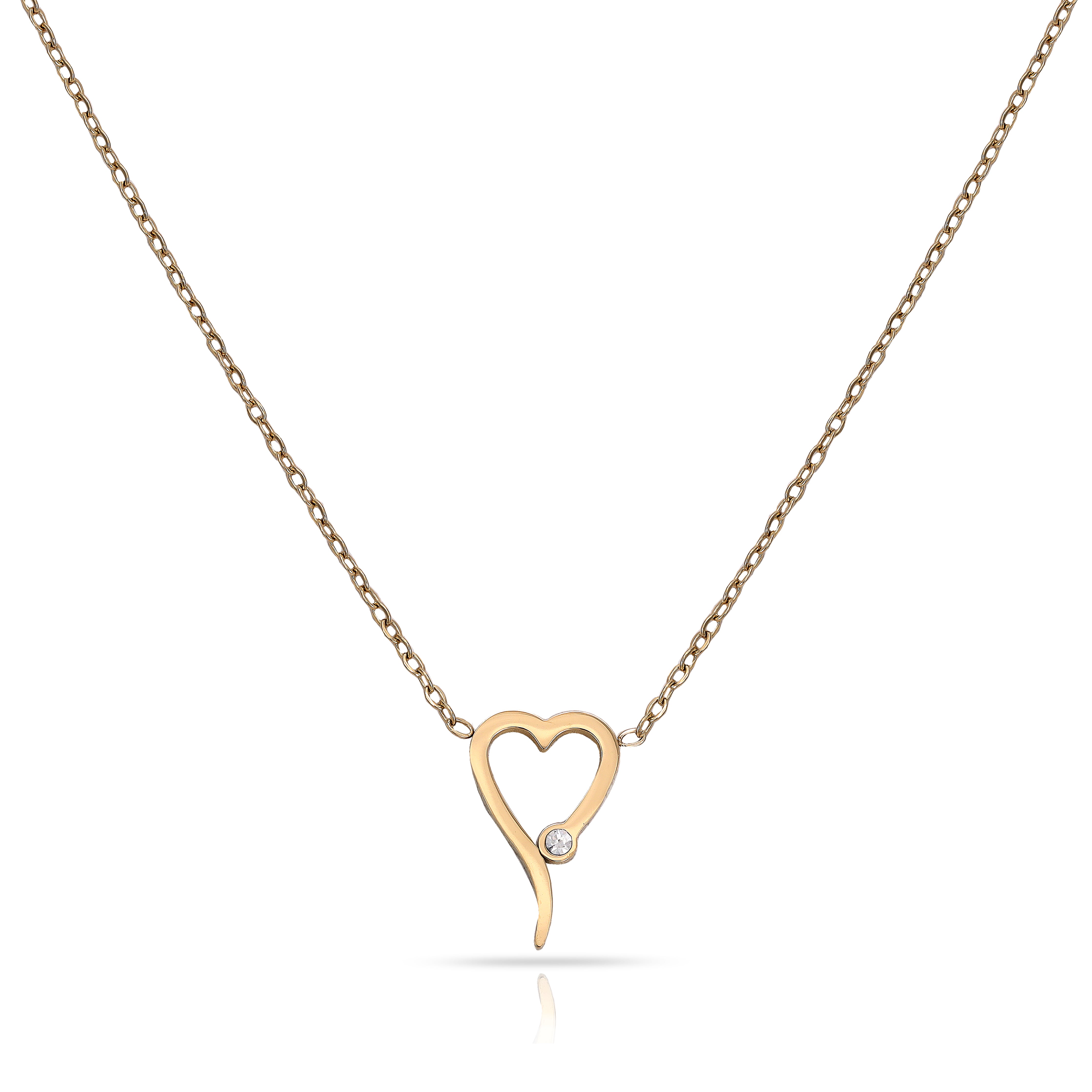 Damenkette mit Herz Anhänger aus Edelstahl 18K vergoldet - Taipan Schmuck