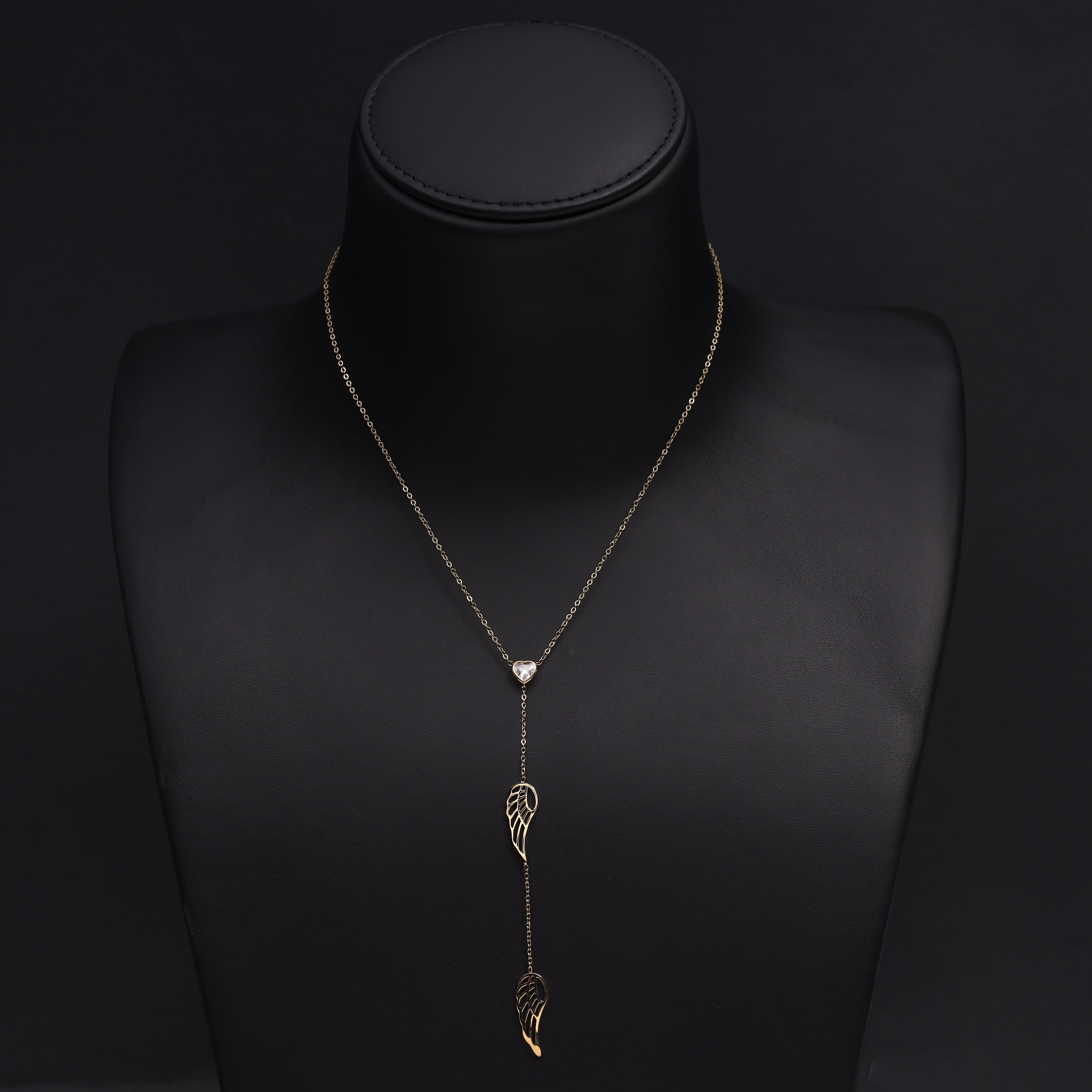 Damenkette mit Flügel Anhänger aus Edelstahl 18K vergoldet