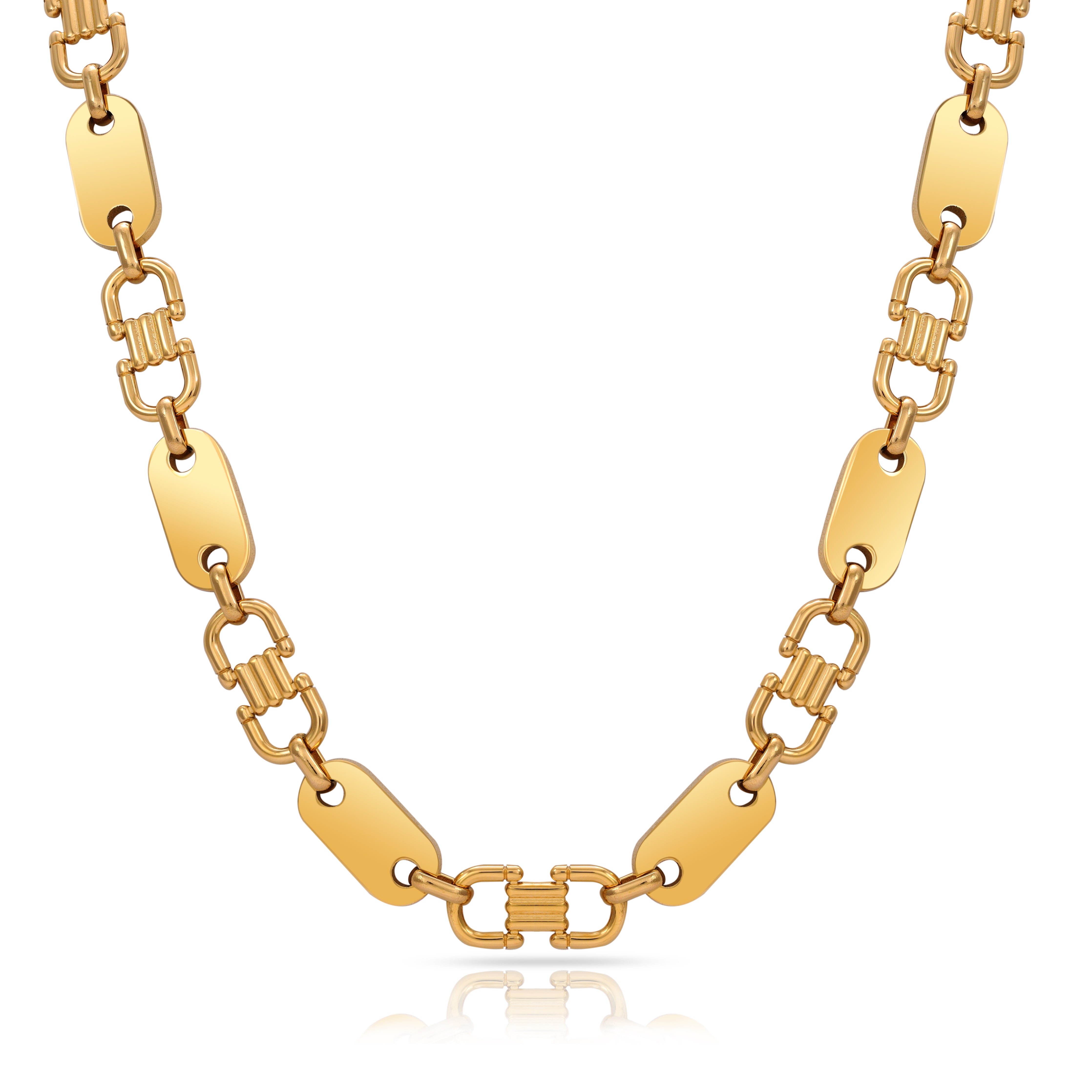 Plattenkette 10mm breite Steigbügelkette aus Edelstahl 18K Vergoldet - Taipan Schmuck