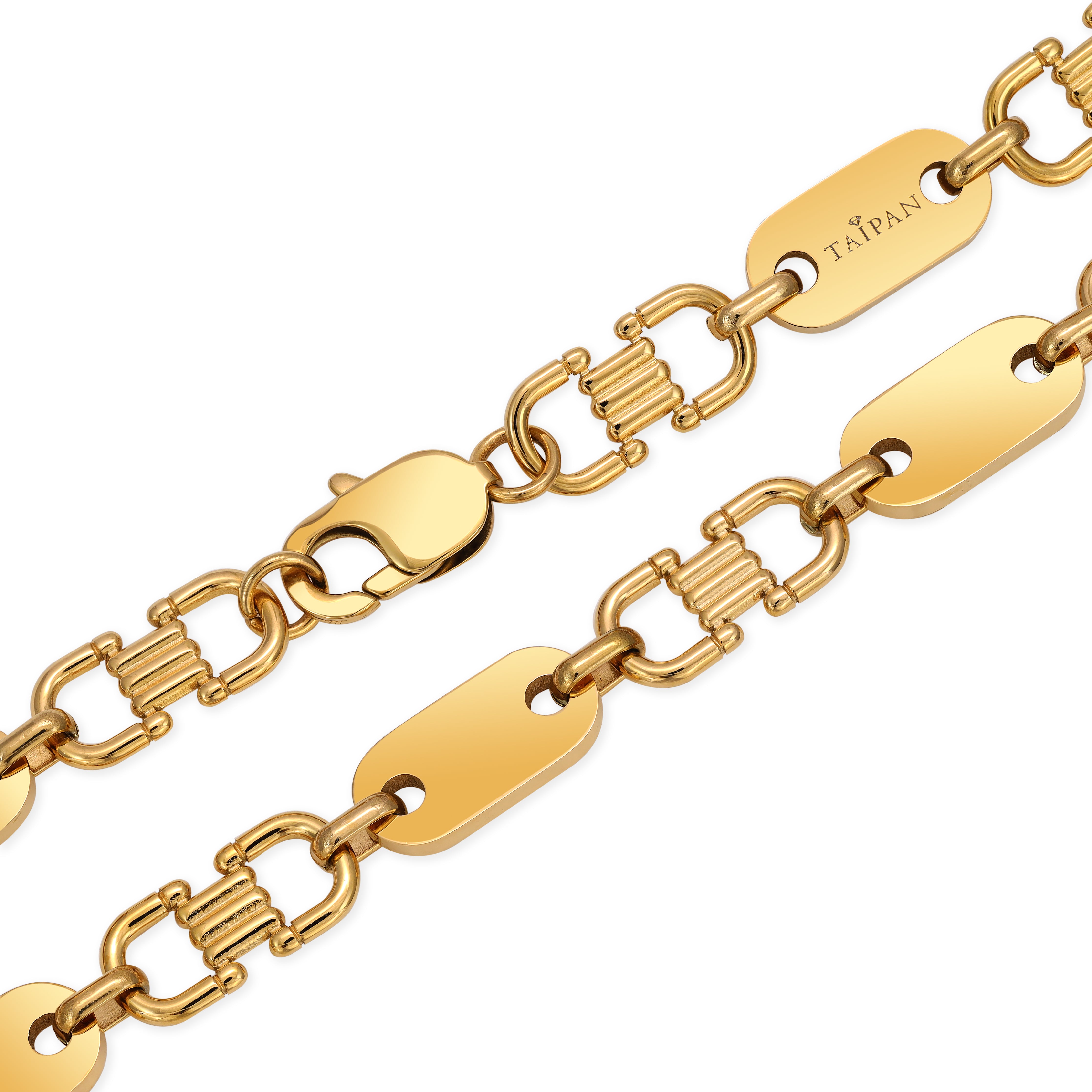 Plattenkette 10mm breite Steigbügelkette aus Edelstahl 18K Vergoldet - Taipan Schmuck