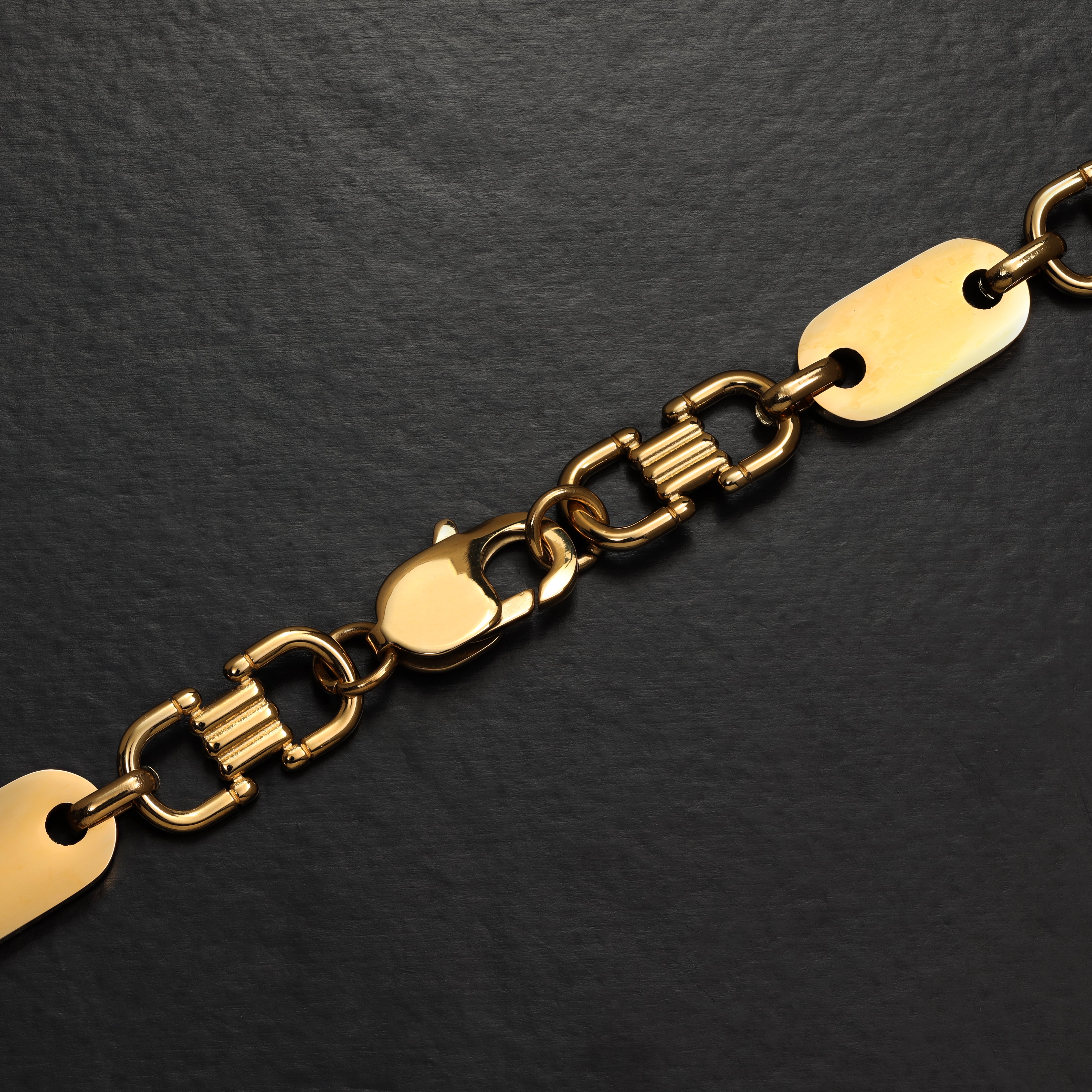 Plattenkette 10mm breite Steigbügelkette aus Edelstahl 18K Vergoldet - Taipan Schmuck