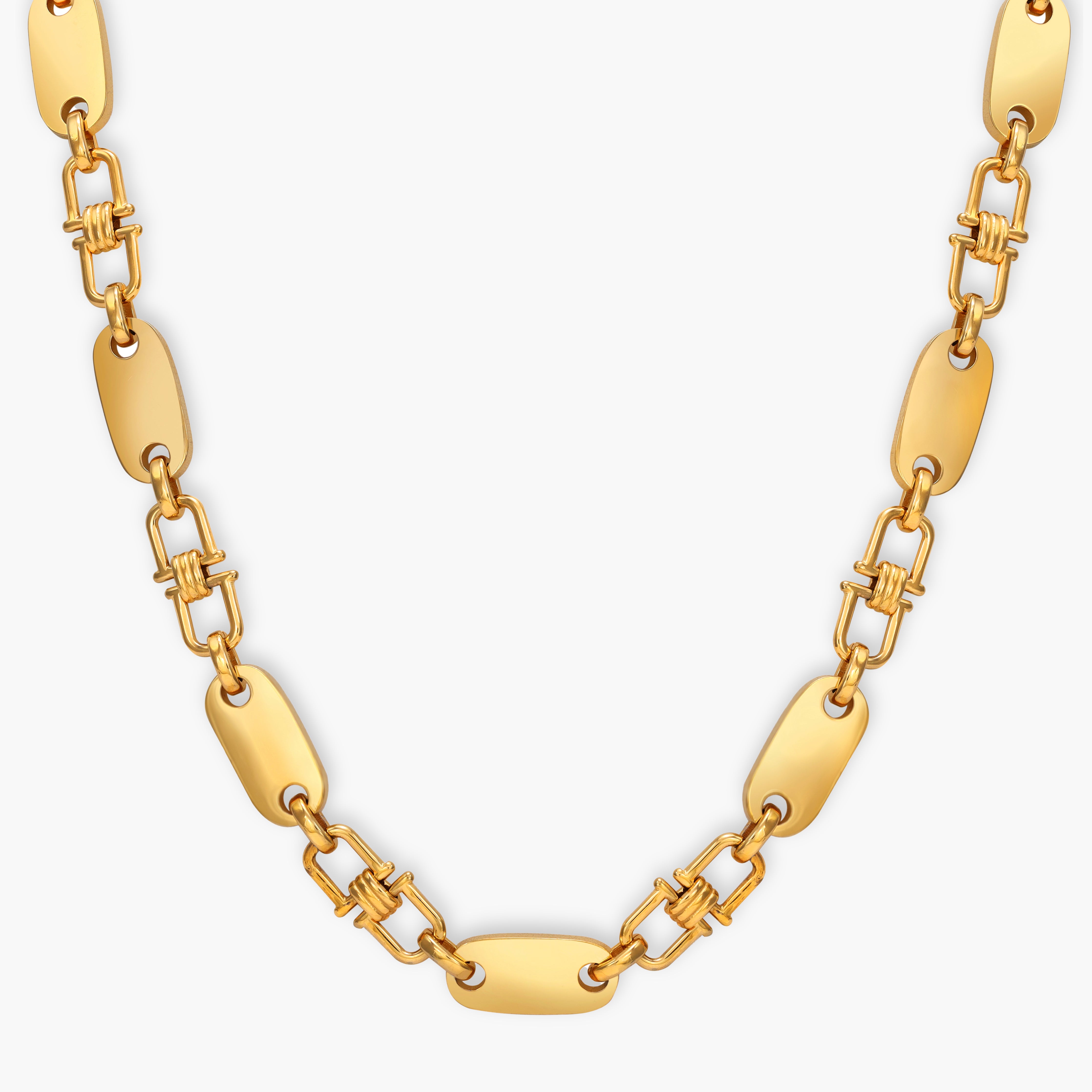 8,5mm Plattenkette aus Edelstahl 18K Vergoldet - Taipan Schmuck