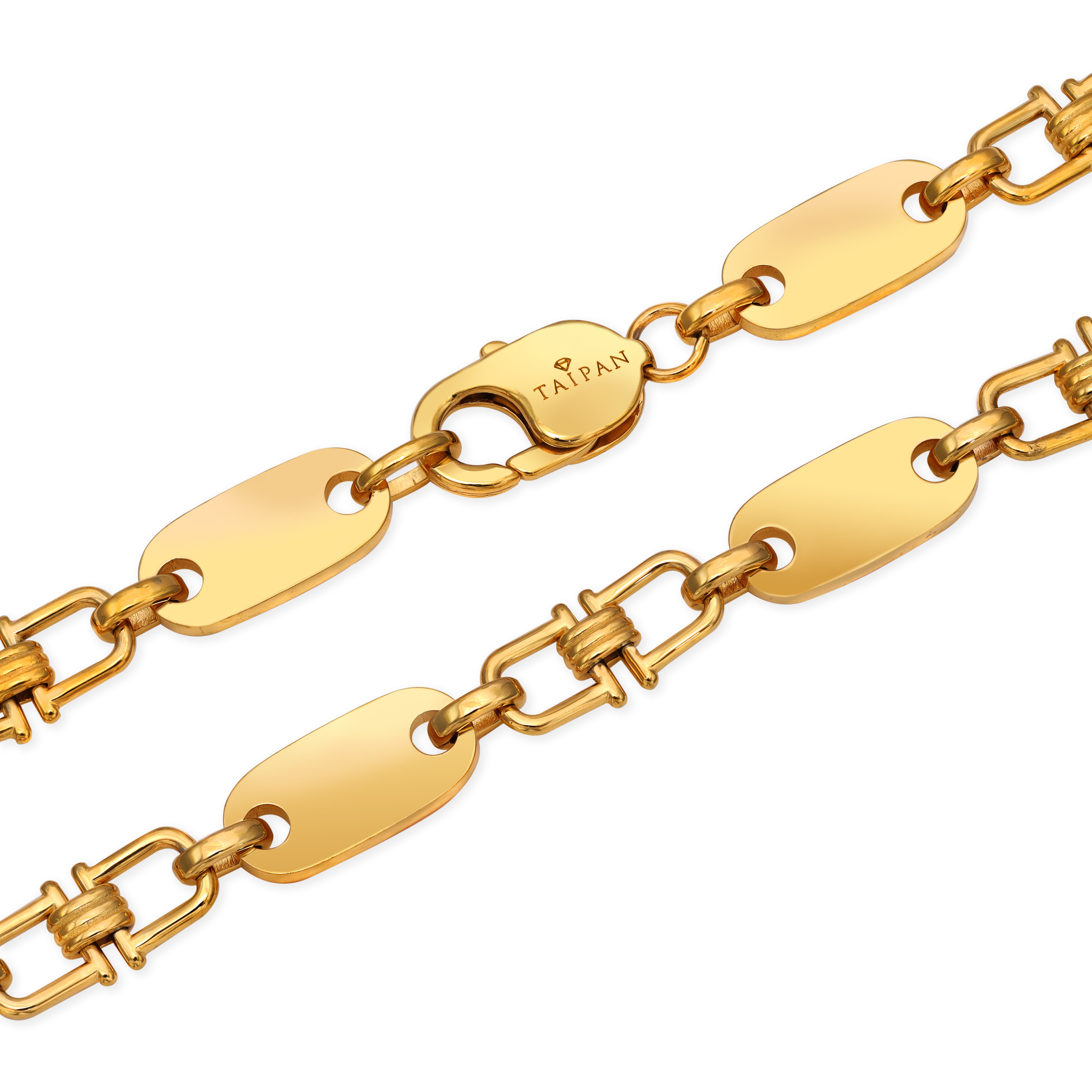 8,5mm Plattenkette aus Edelstahl 18K Vergoldet - Taipan Schmuck