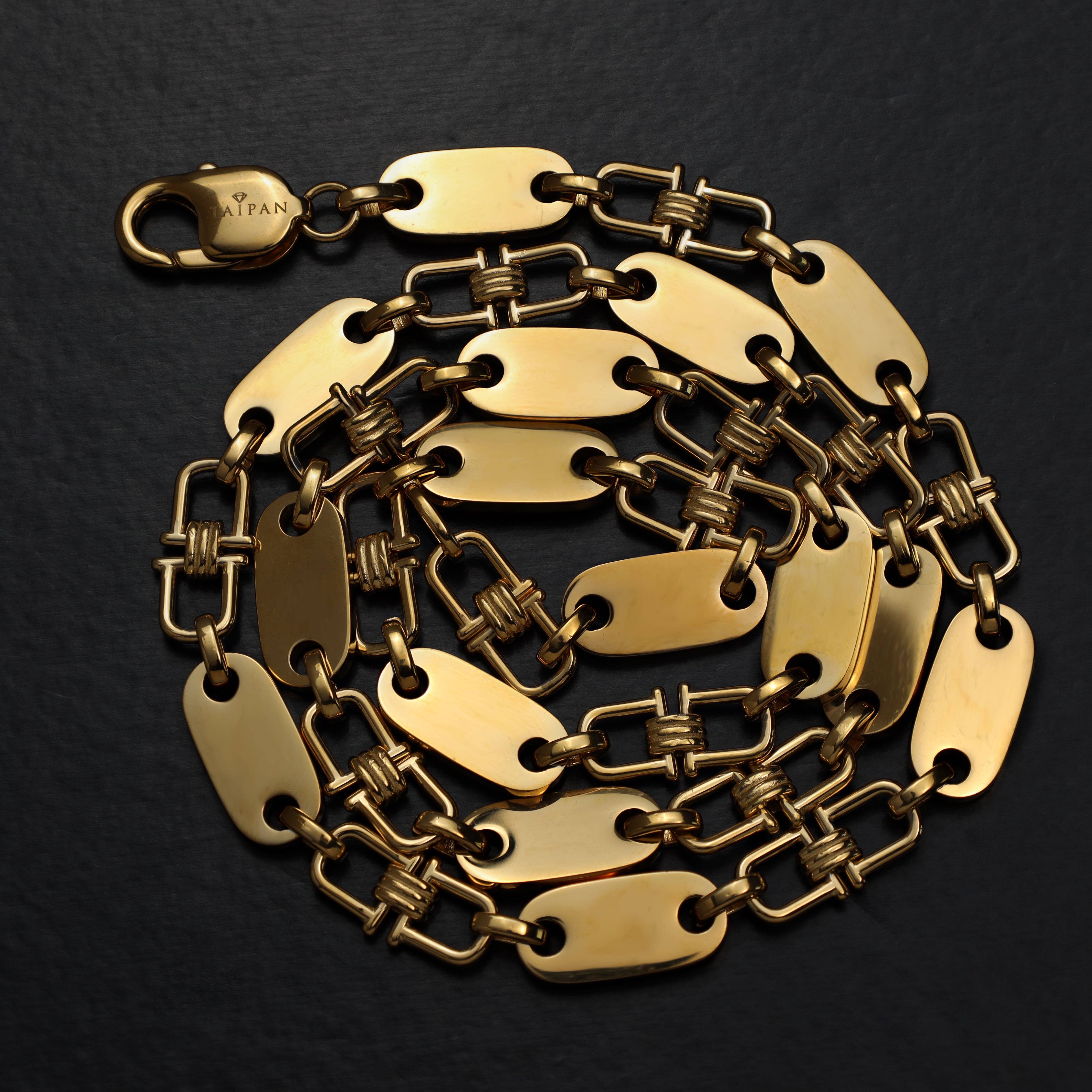 8,5mm Plattenkette aus Edelstahl 18K Vergoldet - Taipan Schmuck