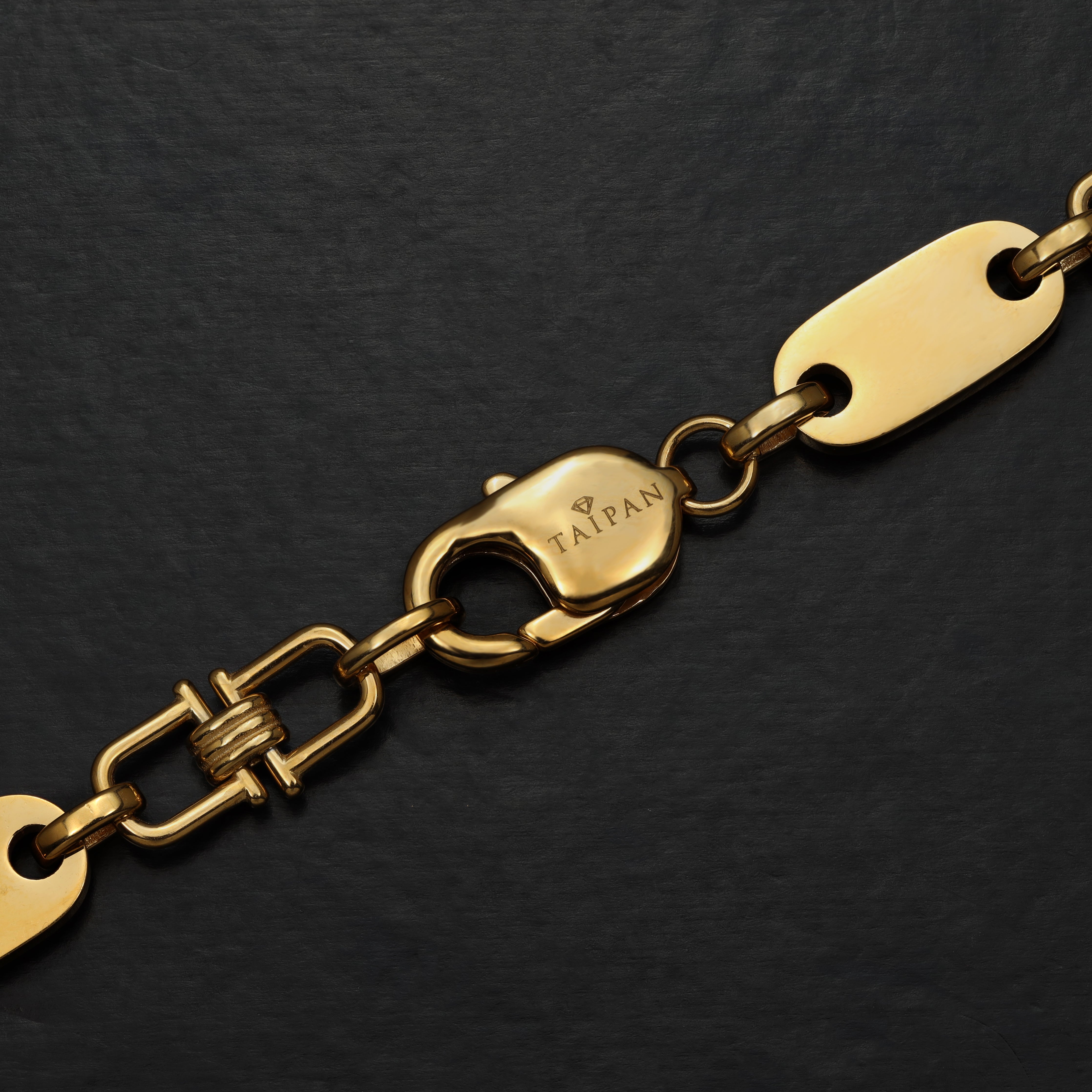 8,5mm Plattenkette aus Edelstahl 18K Vergoldet - Taipan Schmuck