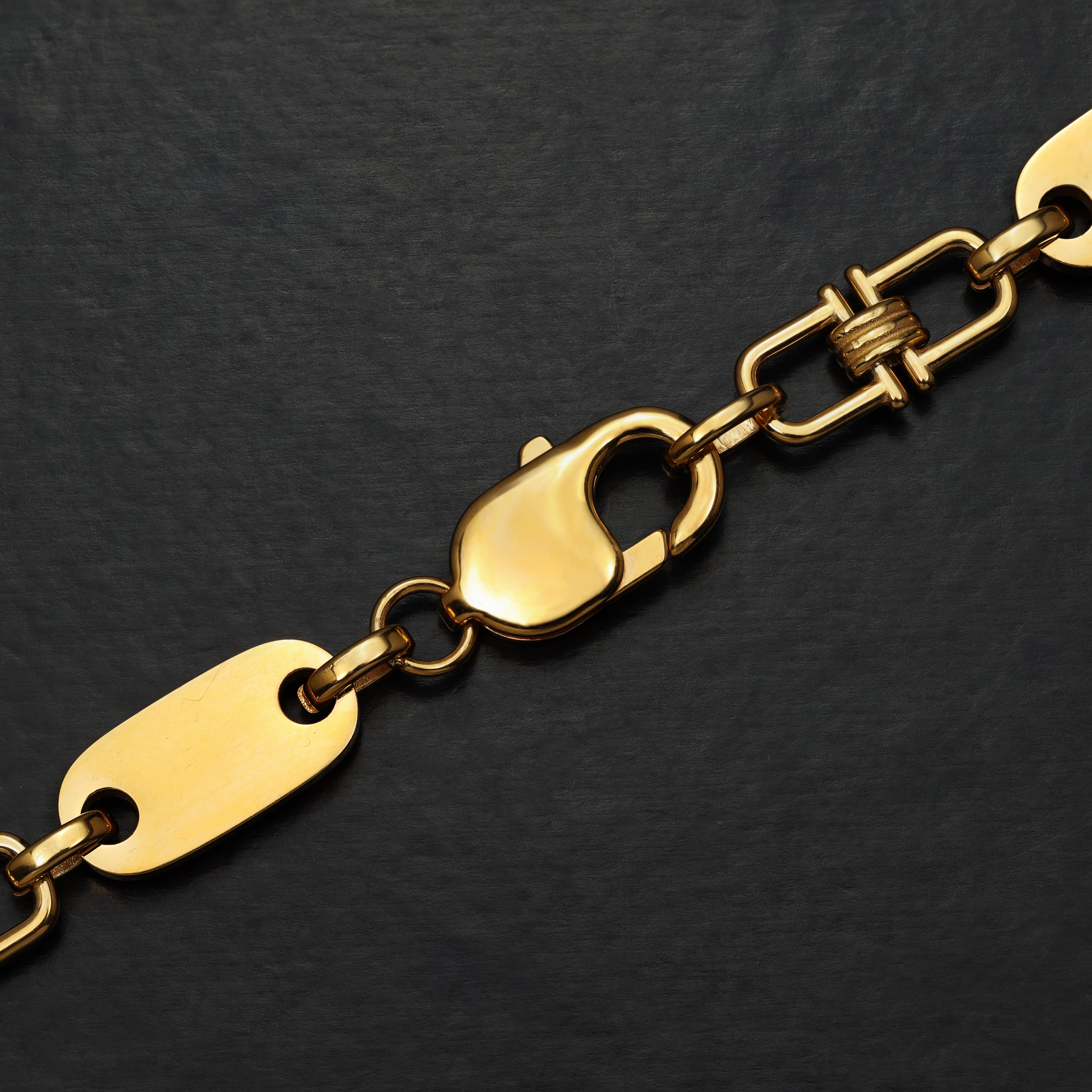 8,5mm Plattenkette aus Edelstahl 18K Vergoldet - Taipan Schmuck