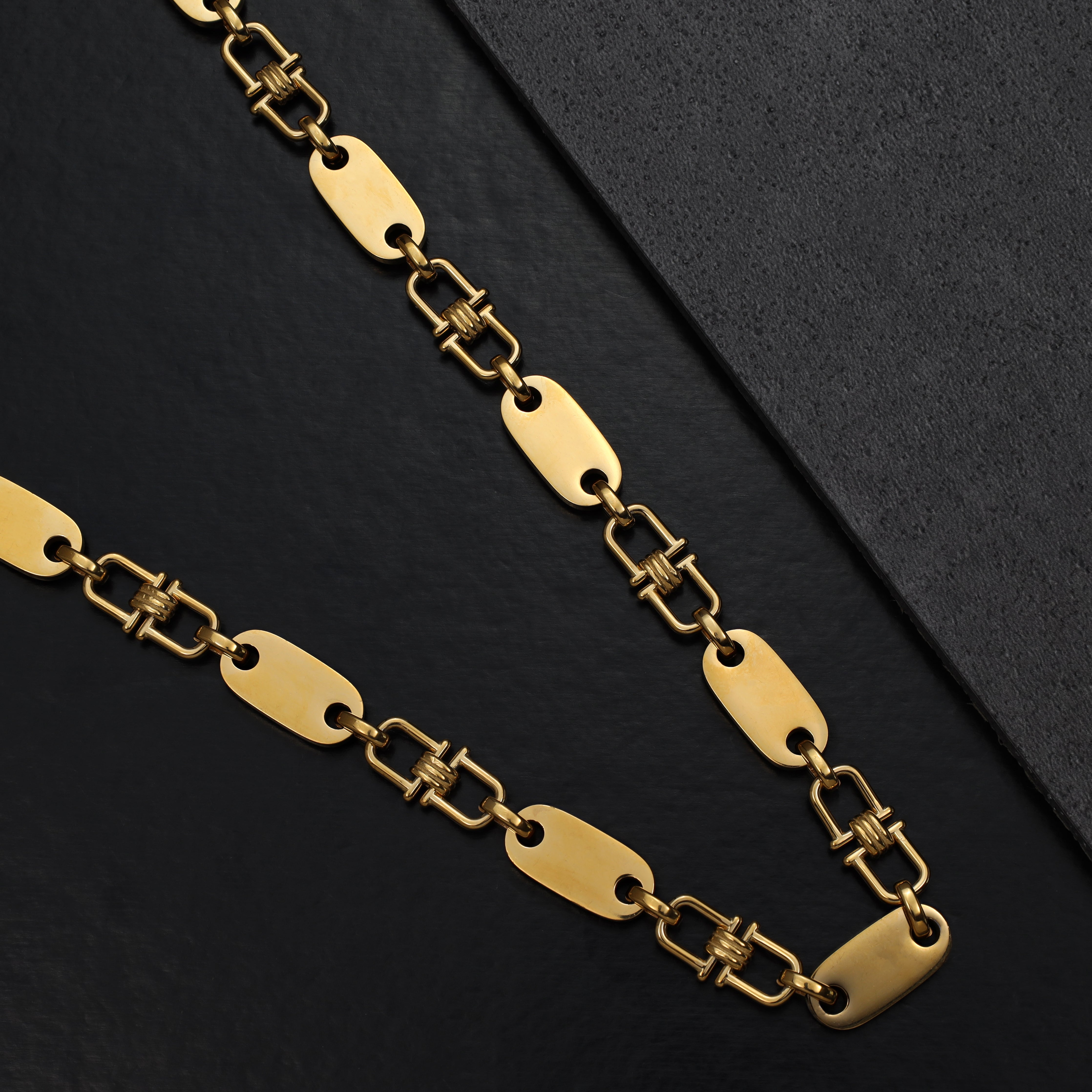 8,5mm Plattenkette aus Edelstahl 18K Vergoldet - Taipan Schmuck