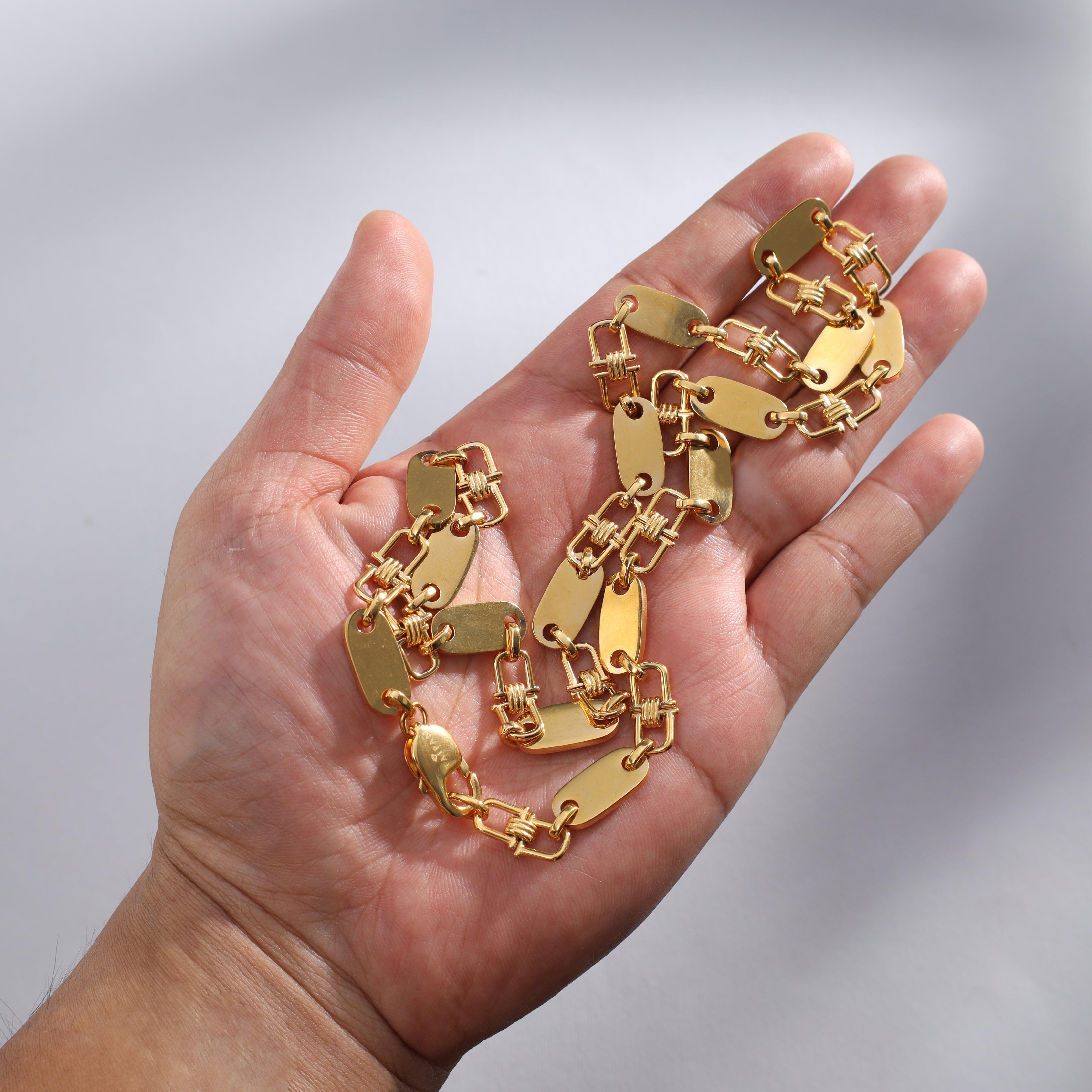 8,5mm Plattenkette aus Edelstahl 18K Vergoldet - Taipan Schmuck