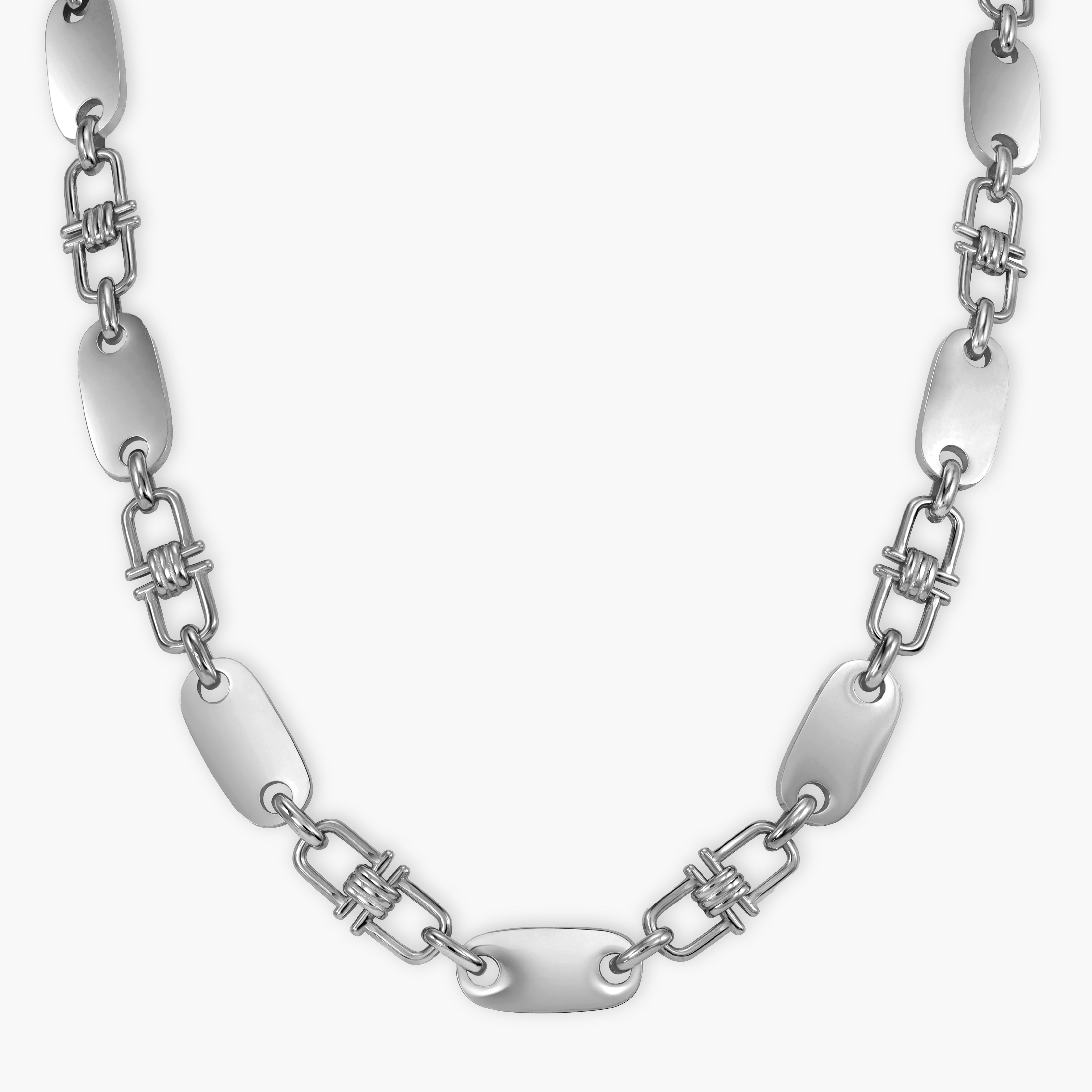 Plattenkette mit beweglichen Steigbügeln 8,5mm breit aus Edelstahl - Taipan Schmuck