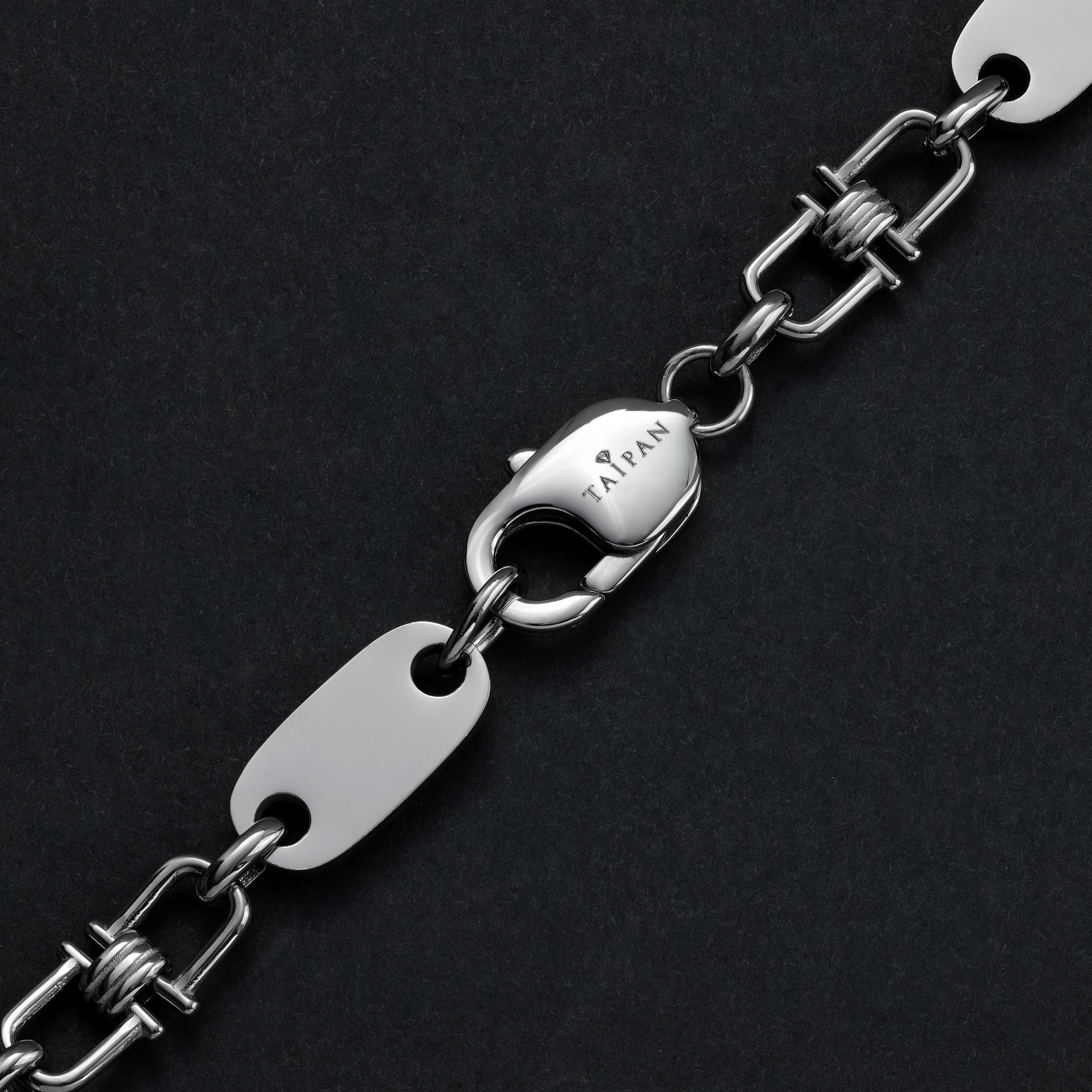 Plattenkette mit beweglichen Steigbügeln 8,5mm breit aus Edelstahl - Taipan Schmuck