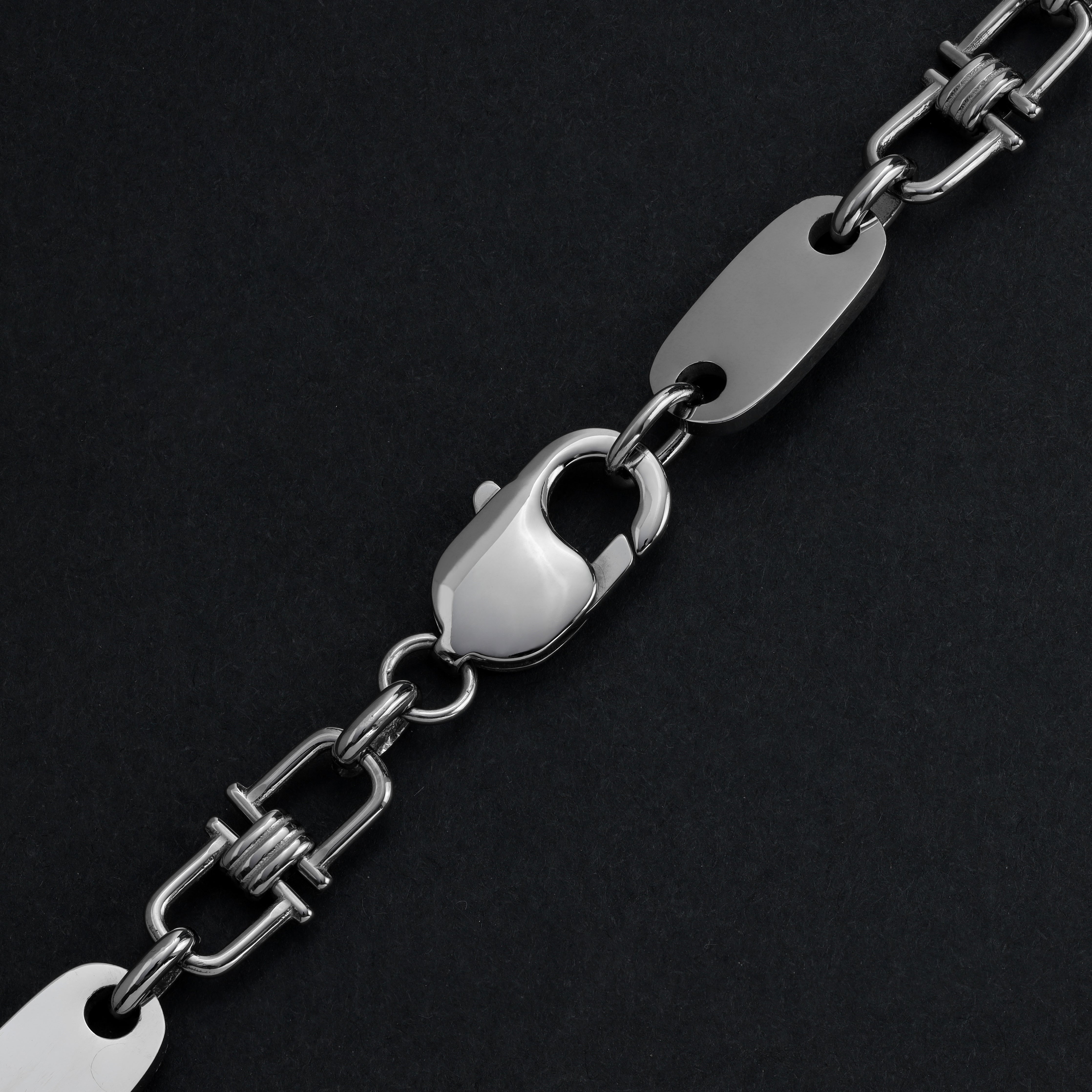 Plattenkette mit beweglichen Steigbügeln 8,5mm breit aus Edelstahl - Taipan Schmuck