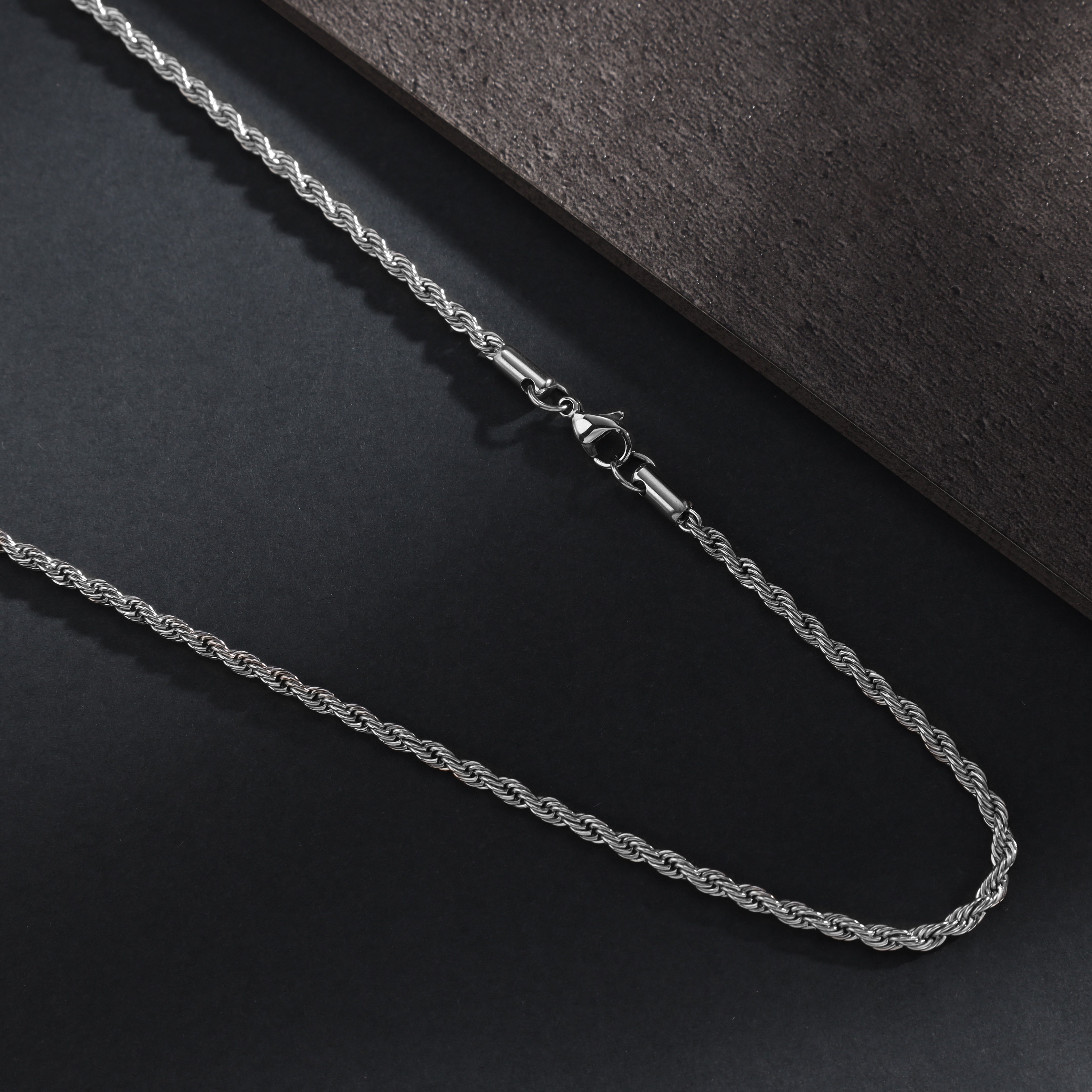 Set - Kette + Armband 3mm Kordelkette Rope Chain aus Edelstahl - Taipan Schmuck