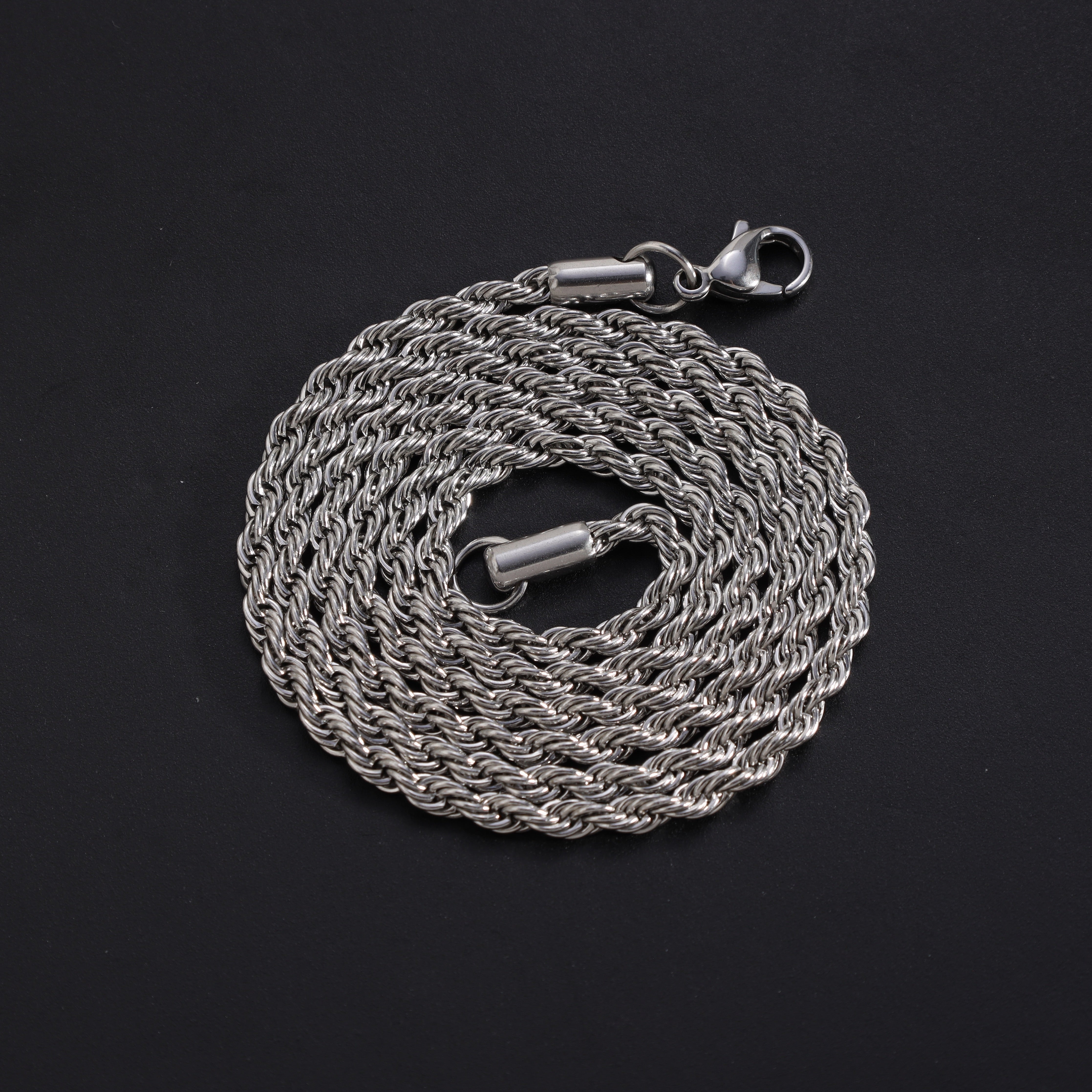 Set - Kette + Armband 3mm Kordelkette Rope Chain aus Edelstahl - Taipan Schmuck