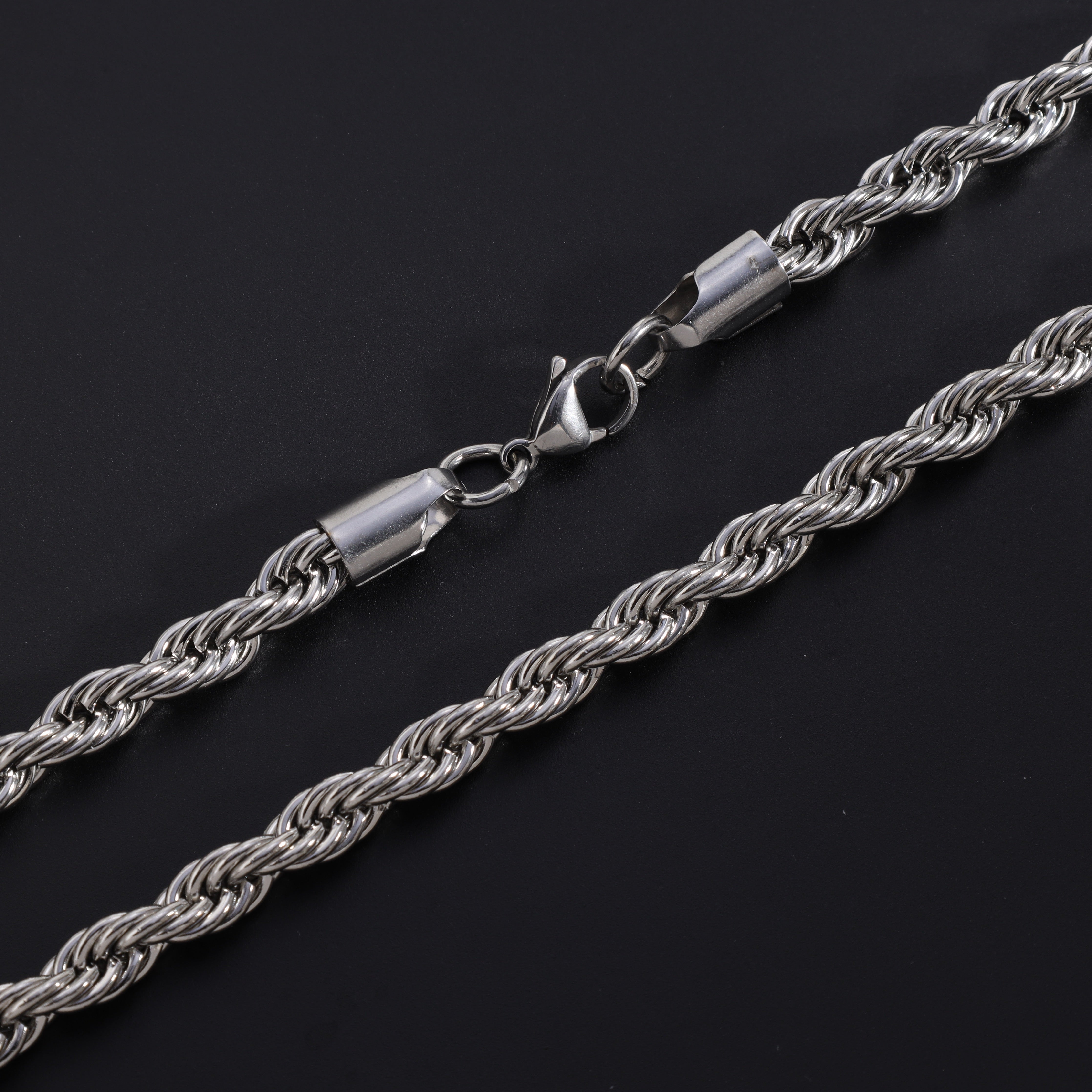 Set - Kette + Armband 7mm Kordelkette Rope Chain aus Edelstahl - Taipan Schmuck