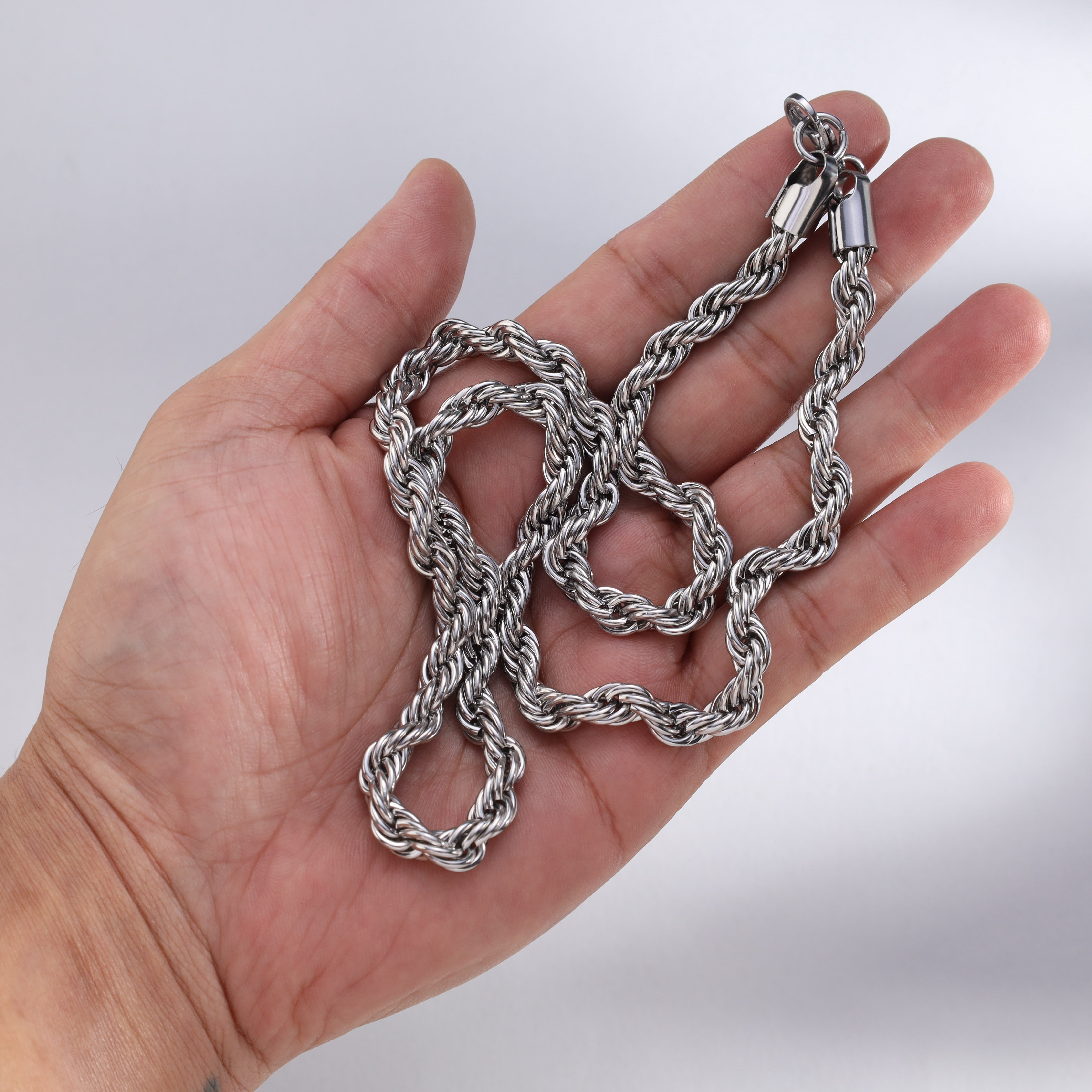 Kordelkette Rope Chain 7mm breit aus Edelstahl - Taipan Schmuck