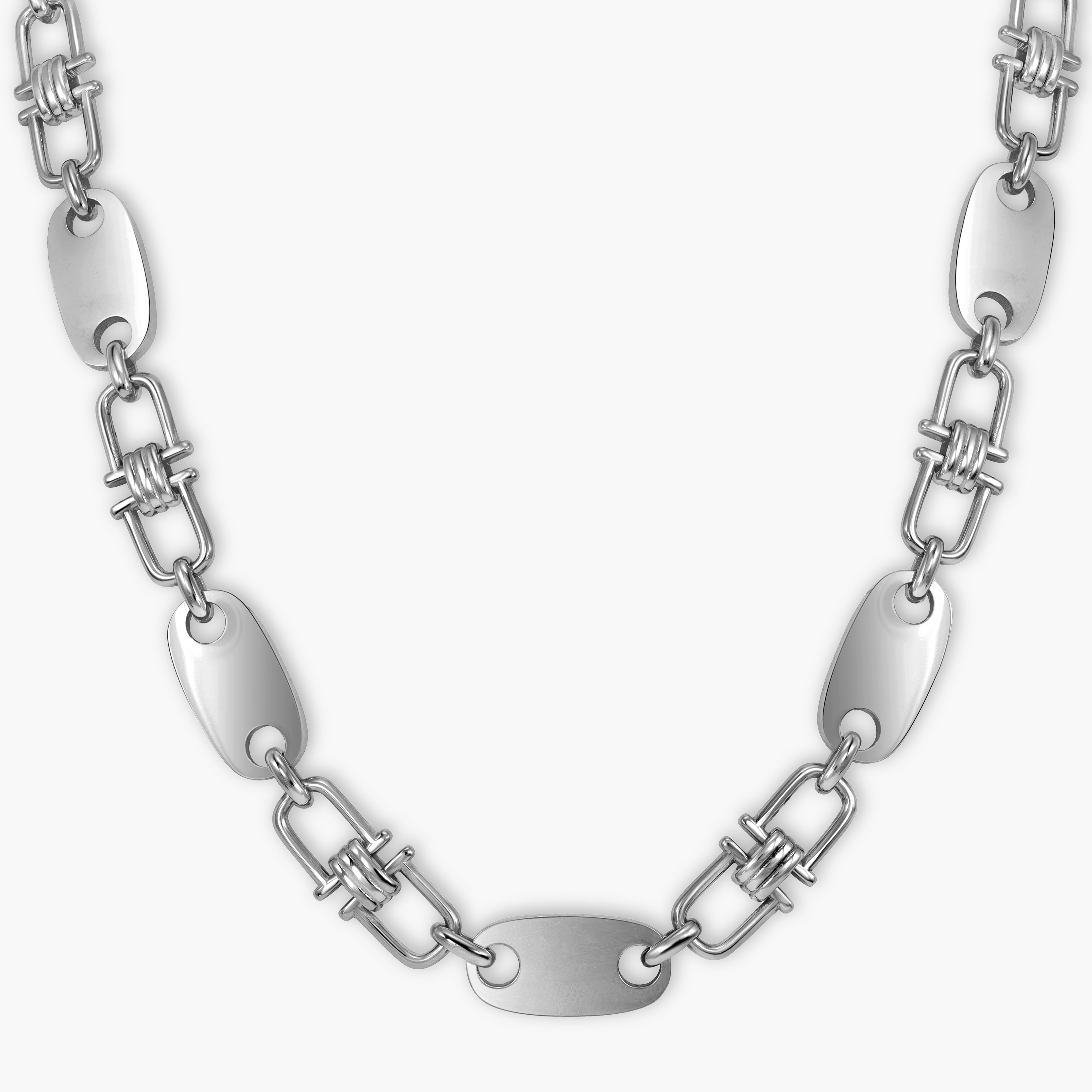 Plattenkette mit beweglichen Steigbügeln 10mm breit aus Edelstahl - Taipan Schmuck