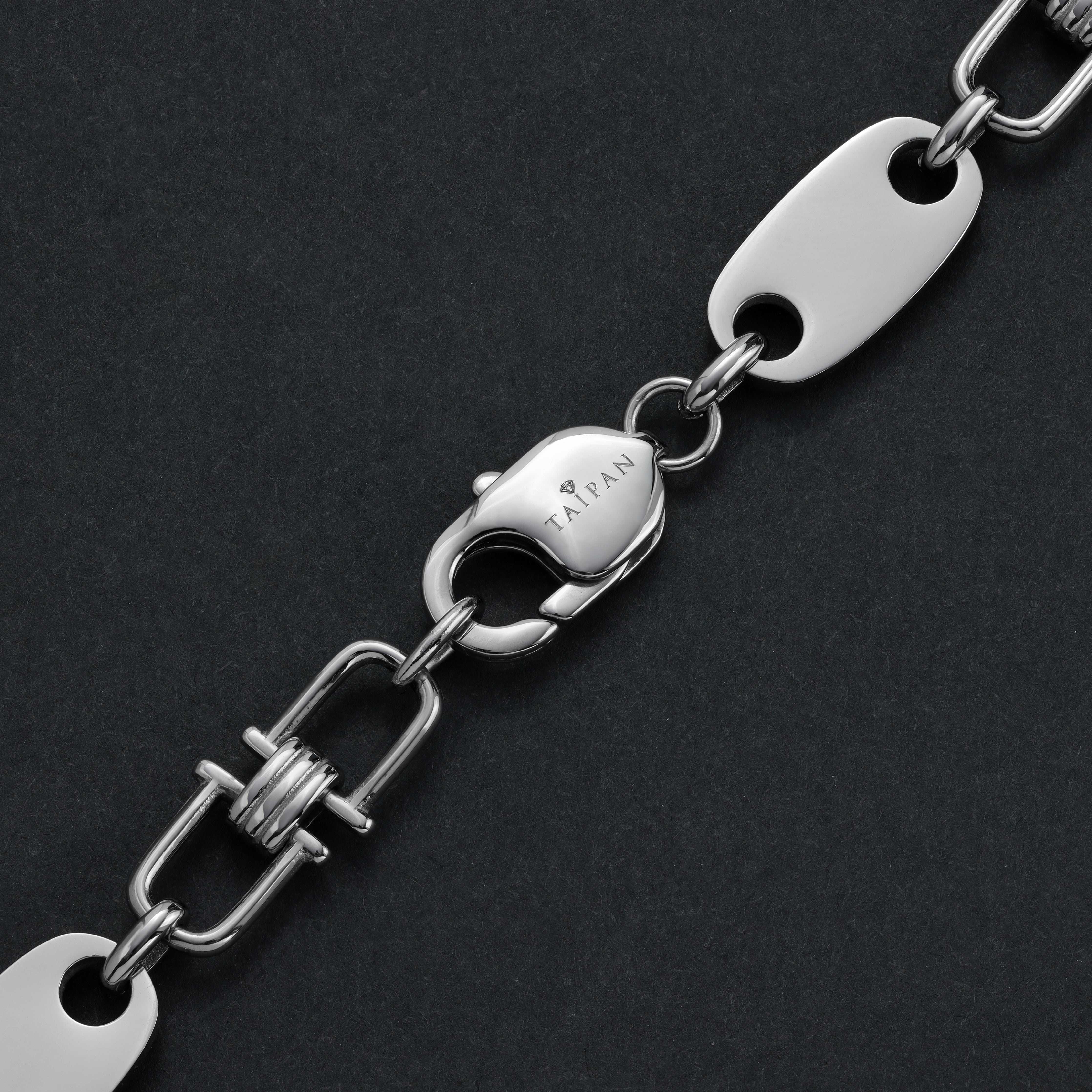 Plattenkette mit beweglichen Steigbügeln 10mm breit aus Edelstahl - Taipan Schmuck