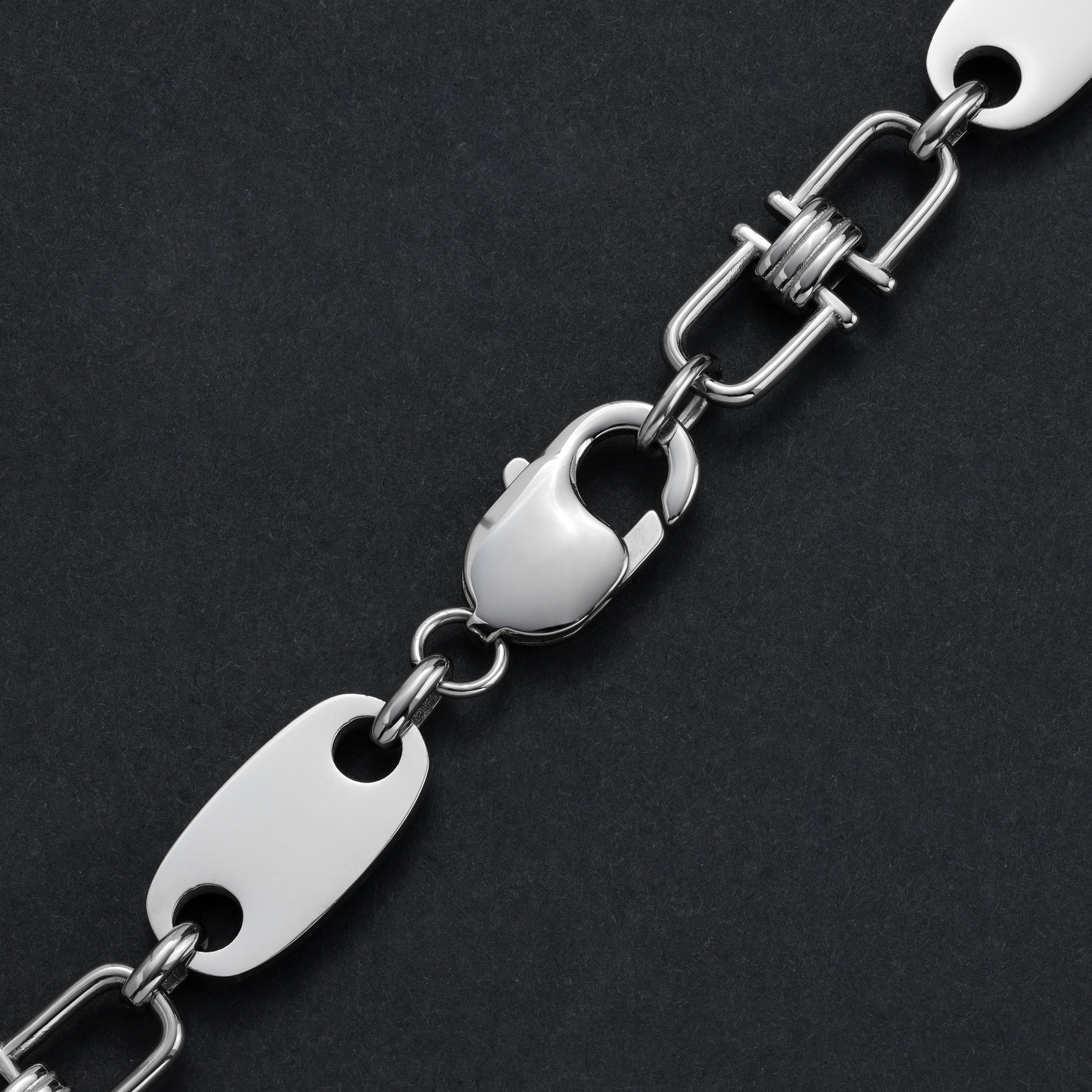 Plattenkette mit beweglichen Steigbügeln 10mm breit aus Edelstahl - Taipan Schmuck