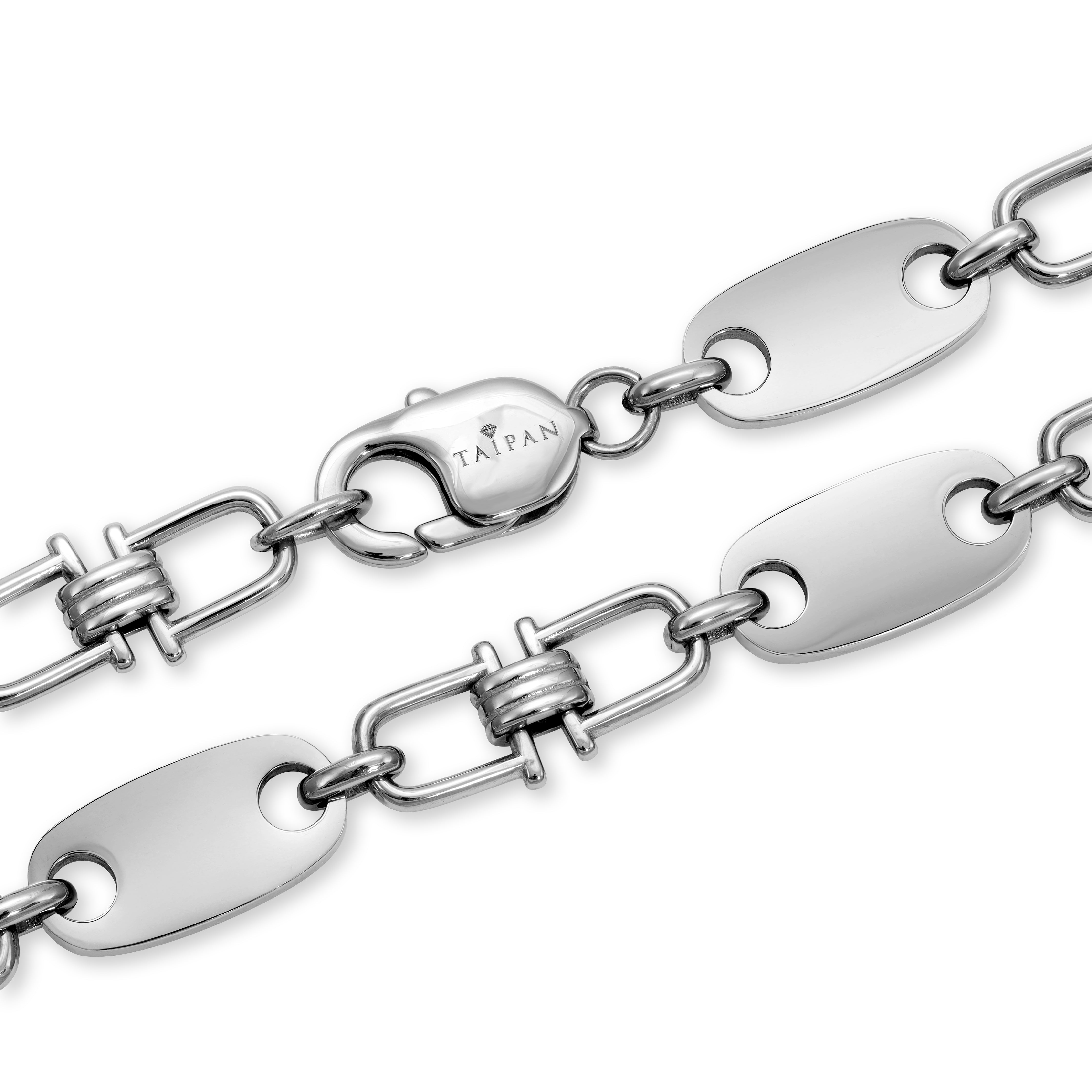 Plattenkette mit beweglichen Steigbügeln 10mm breit aus Edelstahl - Taipan Schmuck