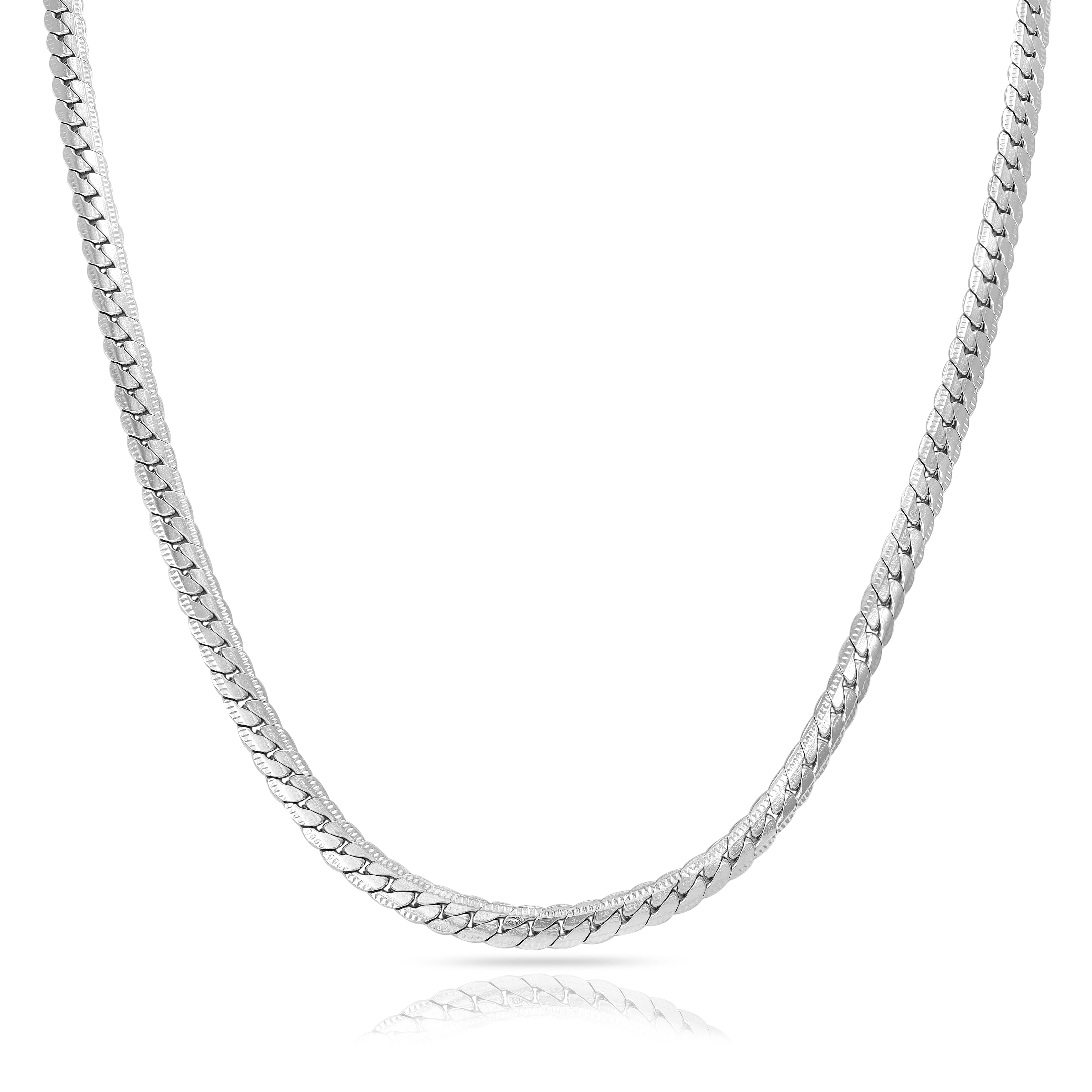 Flache Panzerkette mit Gravur 6mm breit aus Edelstahl - Taipan Schmuck