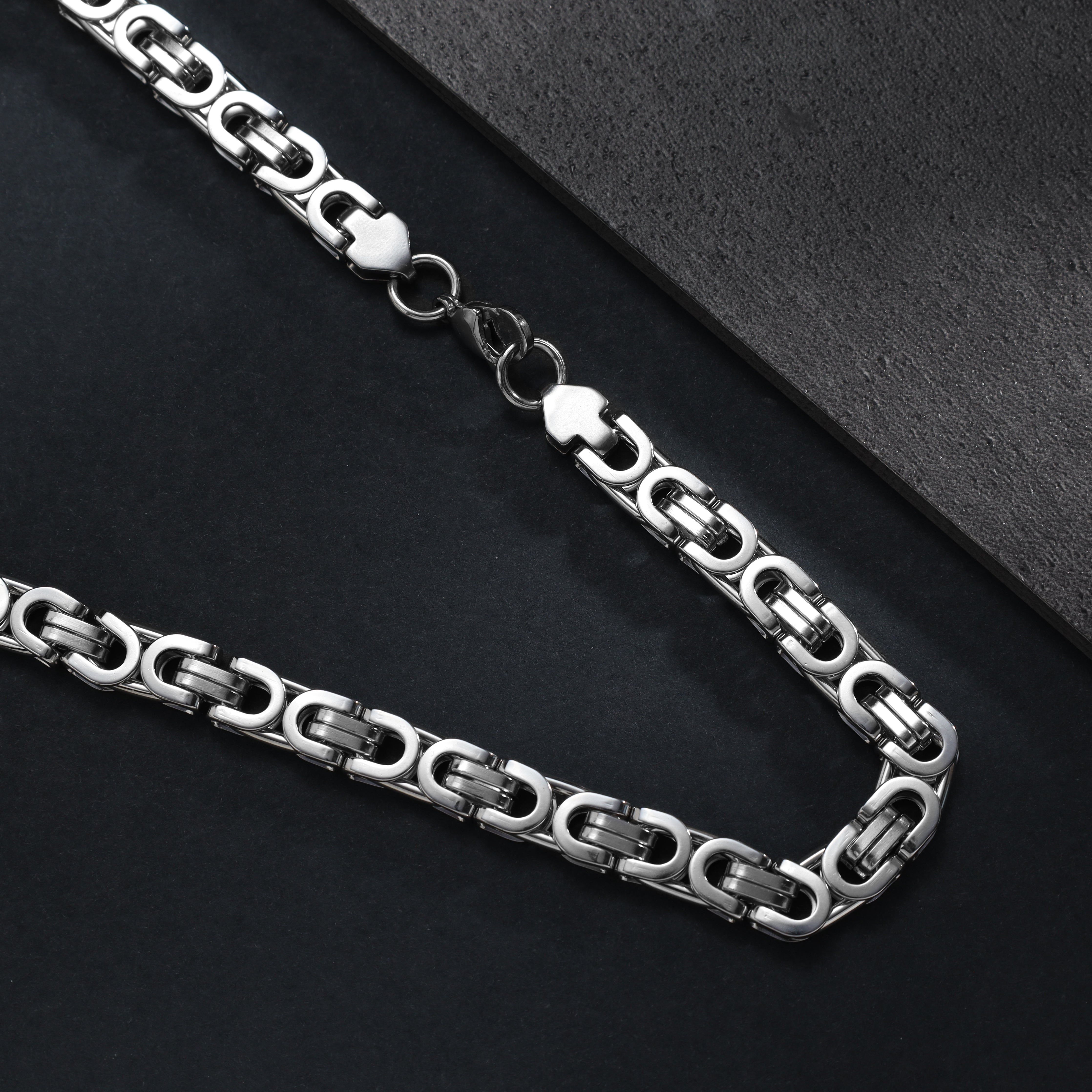 8mm Etruskerkette flache Königskette 60cm aus Edelstahl - Taipan Schmuck