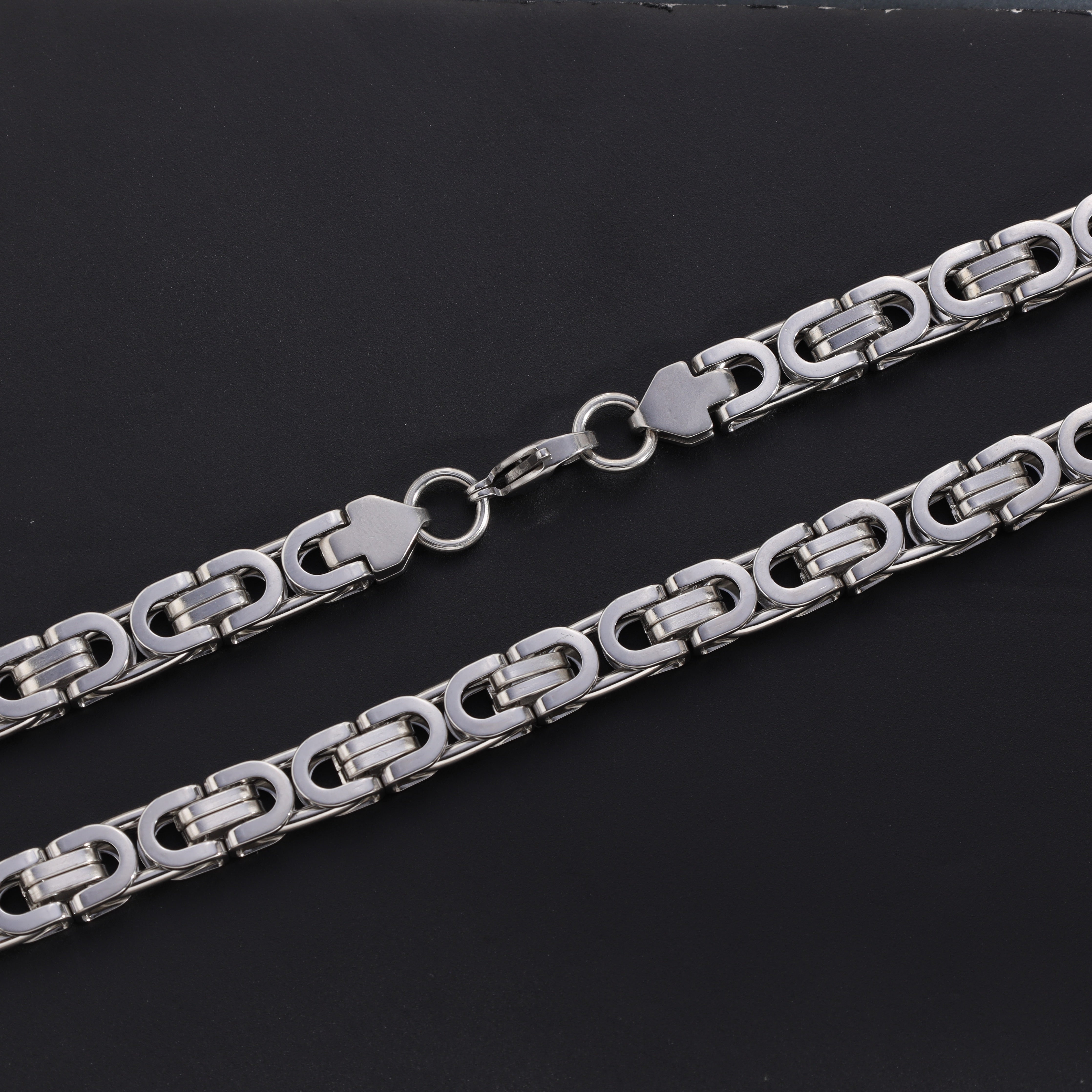 8mm Etruskerkette flache Königskette 60cm aus Edelstahl - Taipan Schmuck