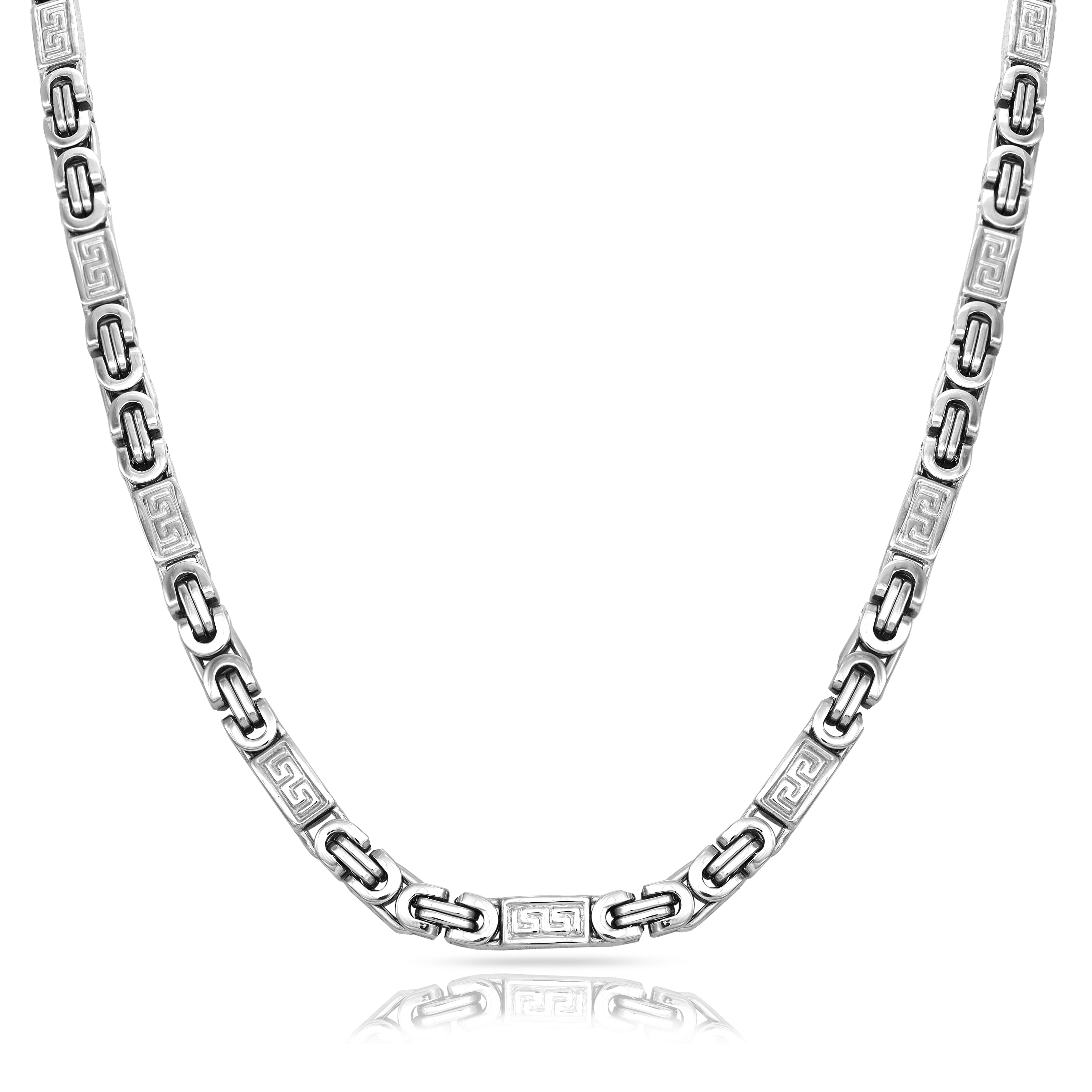 6mm Etrusker flache Königskette mit Blöcken 60cm aus Edelstahl - Taipan Schmuck