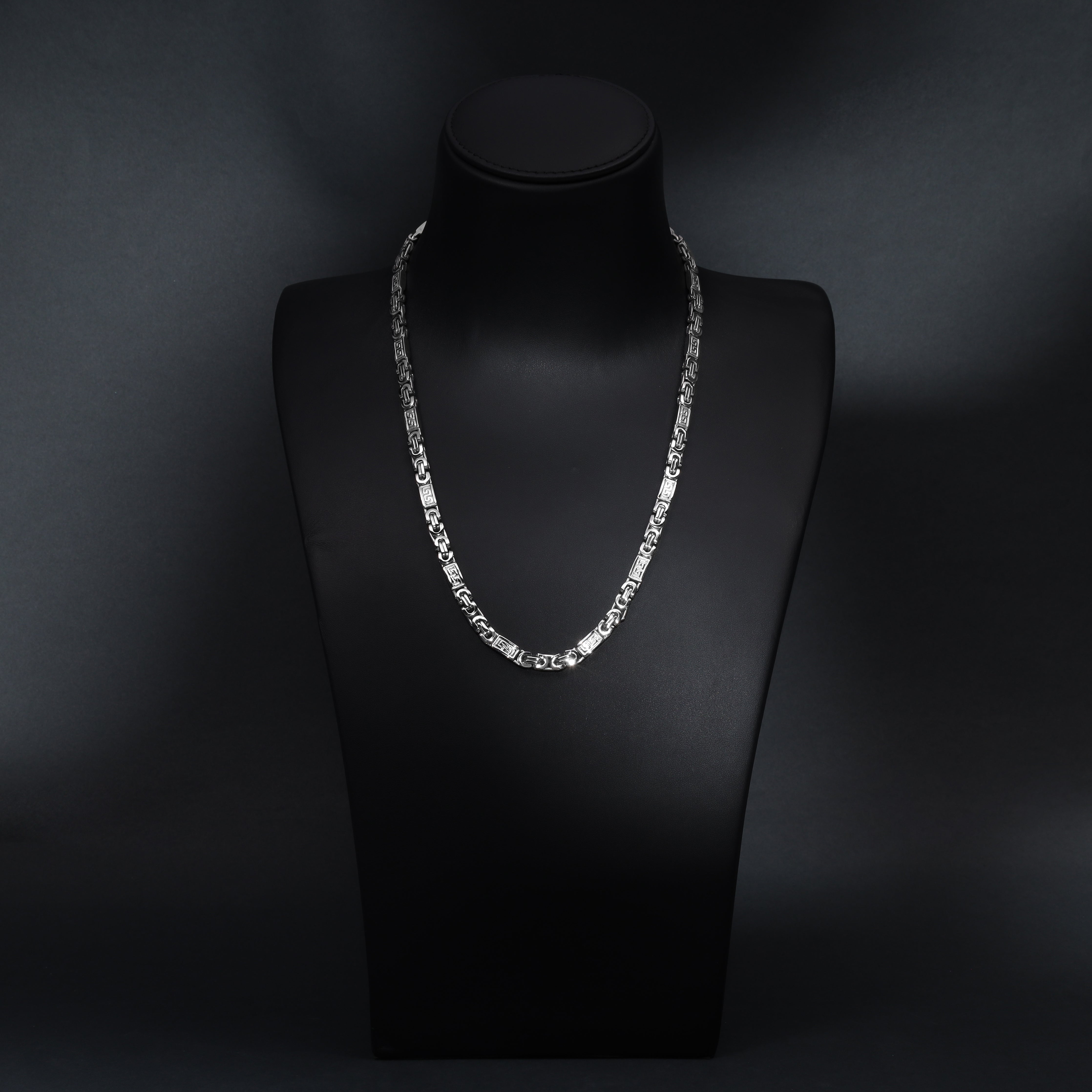 6mm Etrusker flache Königskette mit Blöcken 60cm aus Edelstahl - Taipan Schmuck
