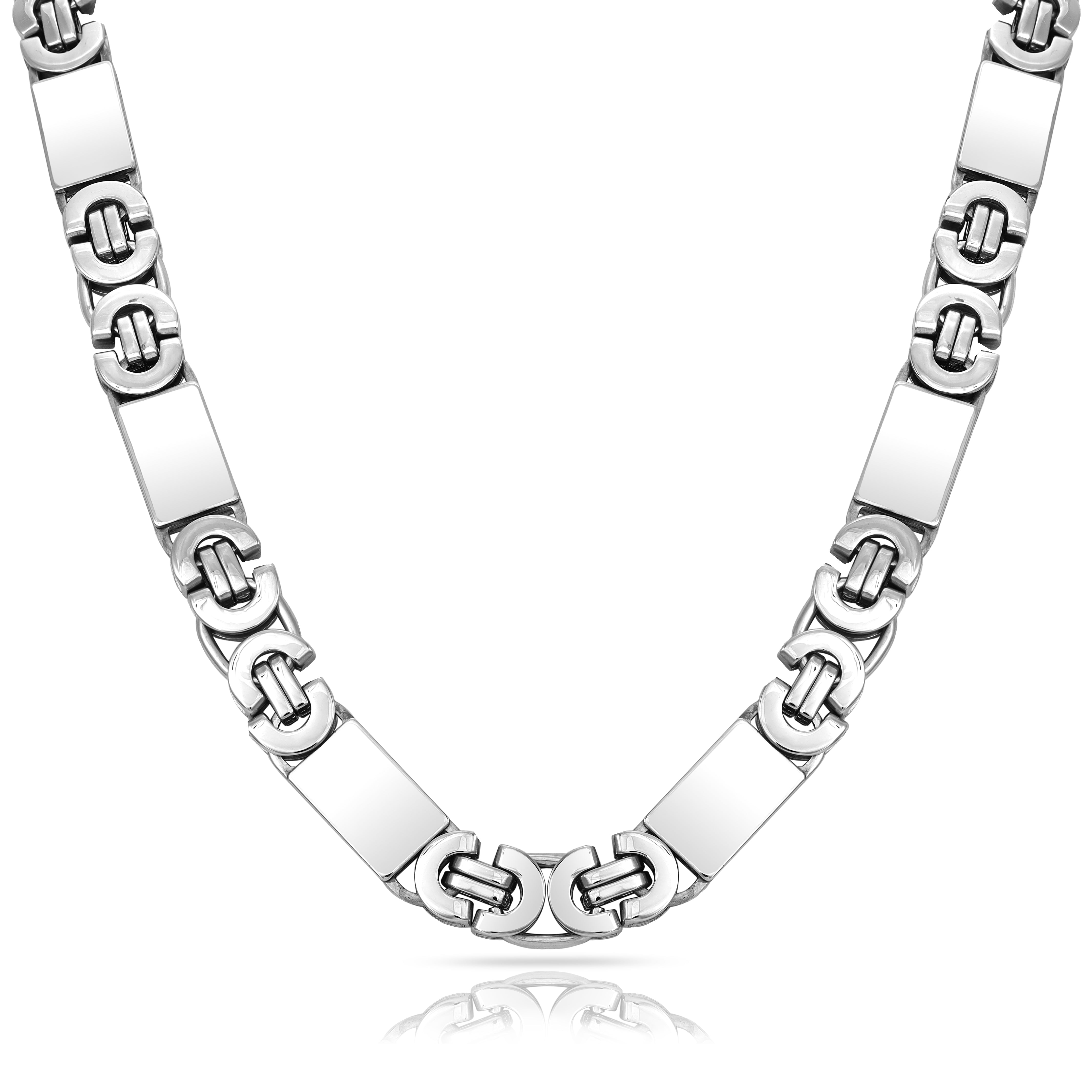 11mm Etrusker flache Königskette mit Blöcken 60cm aus Edelstahl - Taipan Schmuck