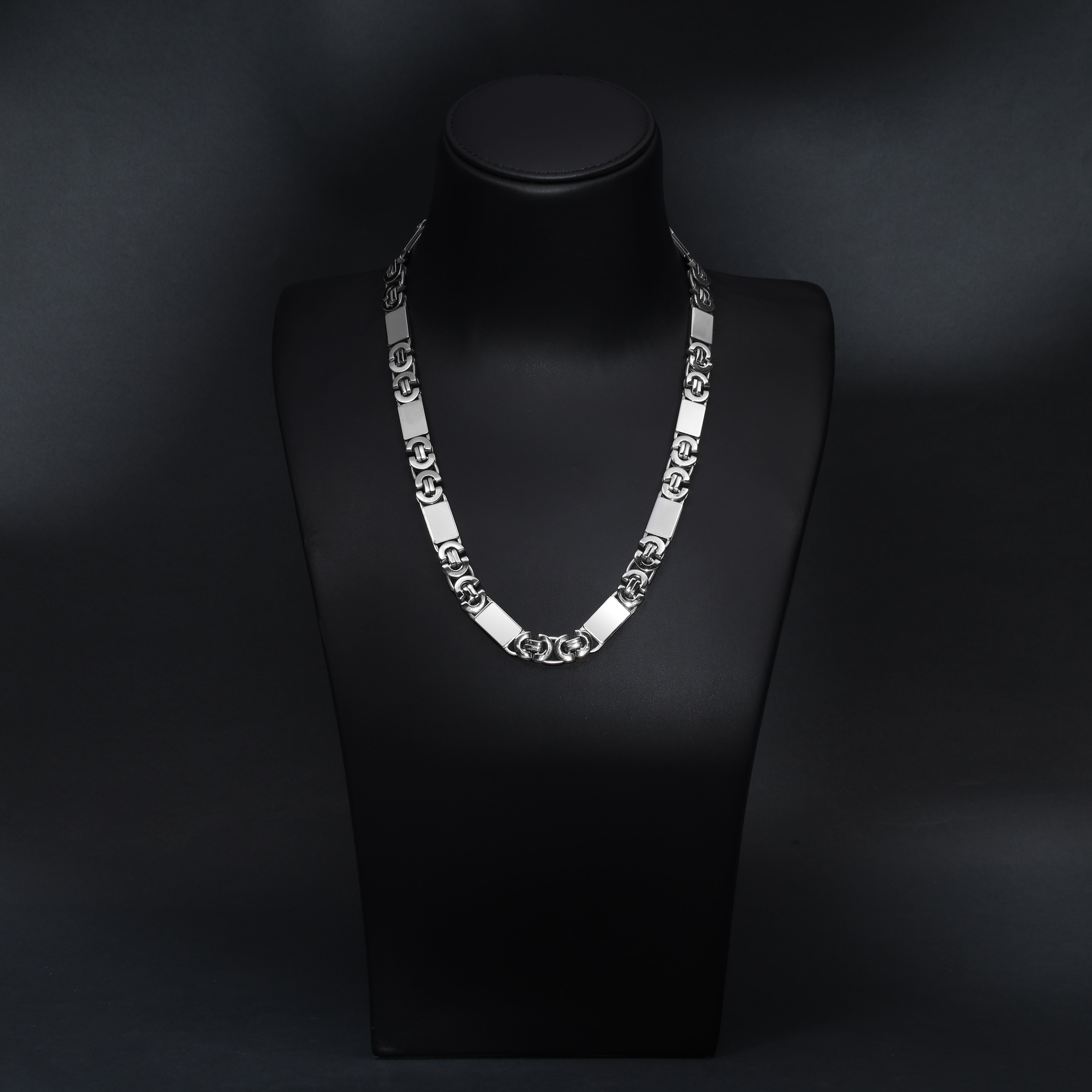 11mm Etrusker flache Königskette mit Blöcken 60cm aus Edelstahl - Taipan Schmuck