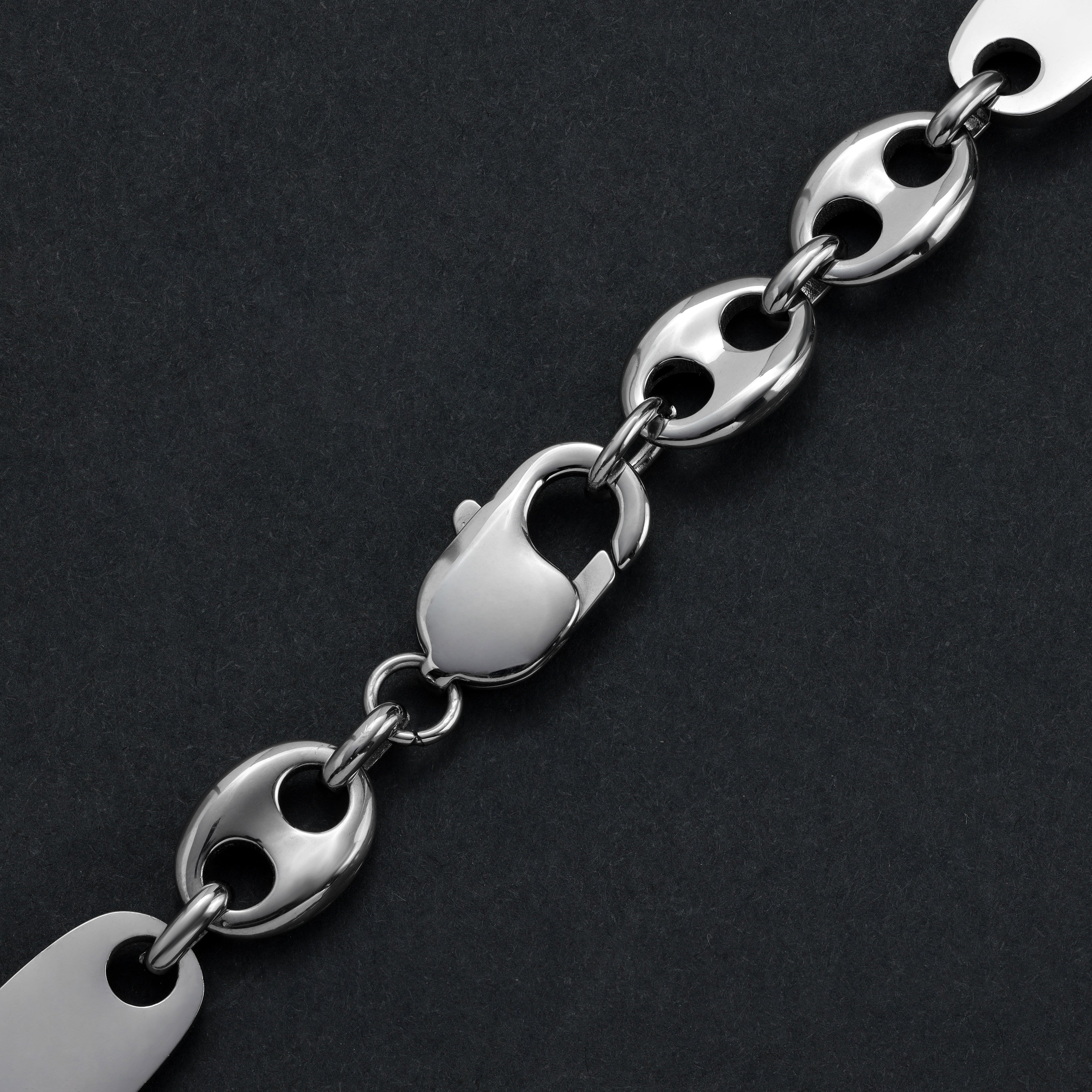 Stainless Steel Plattenkette + Bohnenkette 10mm breit - Taipan Schmuck
