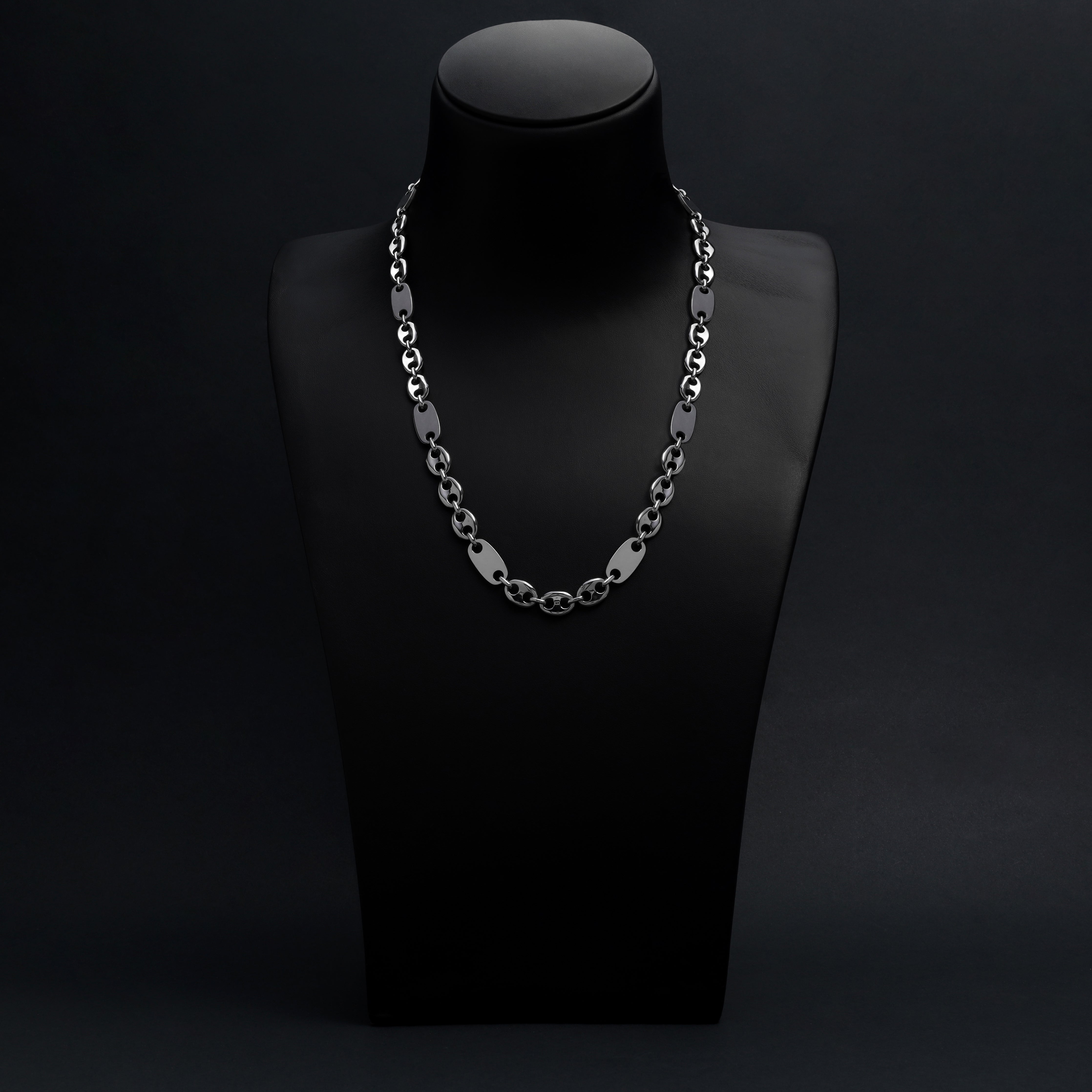 Plattenkette + Bohnenkette 10mm breit aus Edelstahl - Taipan Schmuck