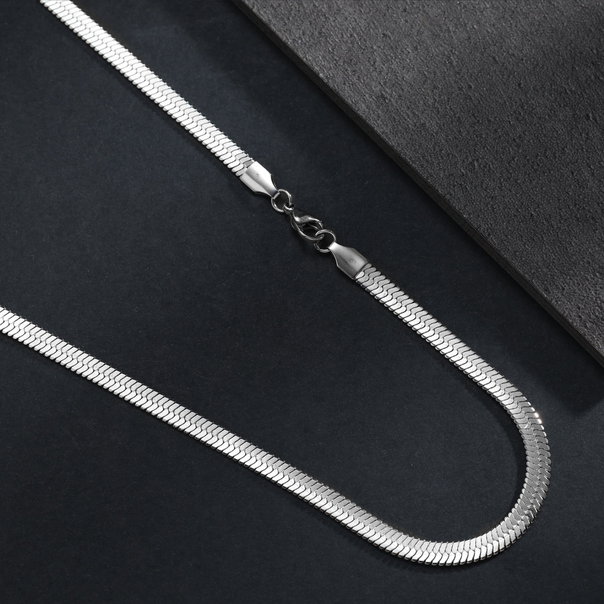 Fischgrätenkette Herringbone Chain 5mm breit 60cm aus Edelstahl - Taipan Schmuck