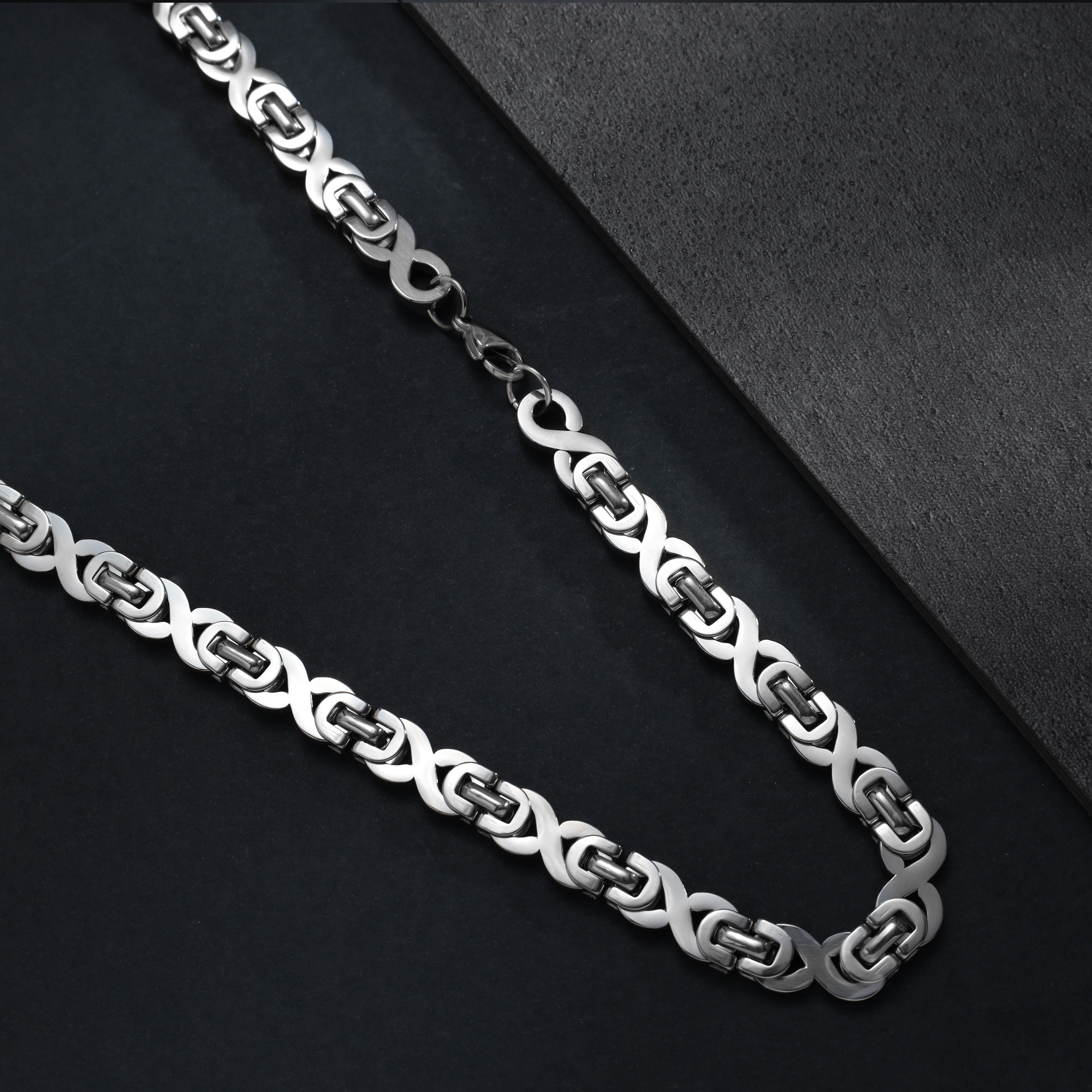 10mm Etrusker Infinity Kette flache Königskette 60cm aus Edelstahl - Taipan Schmuck