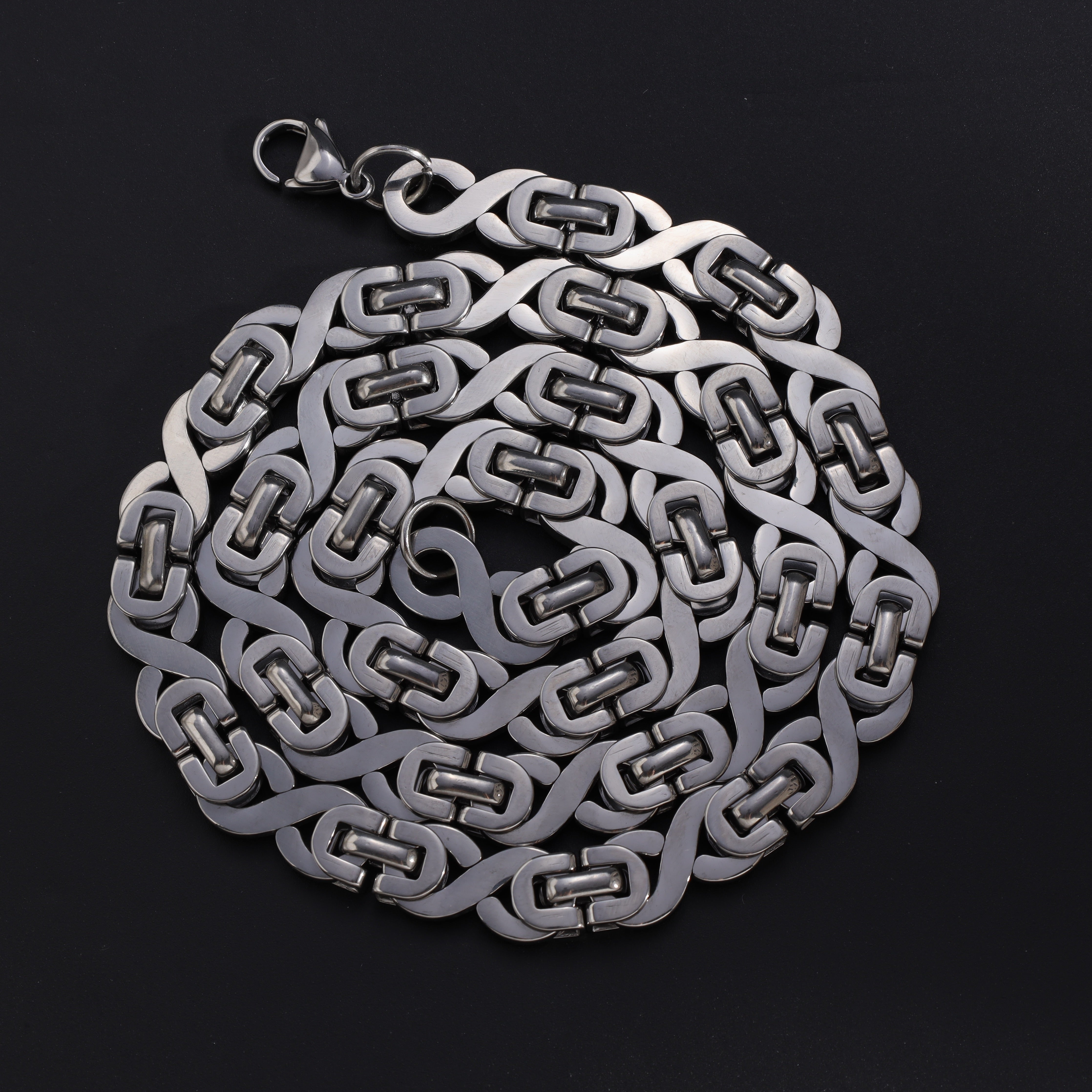 10mm Etrusker Infinity Kette flache Königskette 60cm aus Edelstahl - Taipan Schmuck