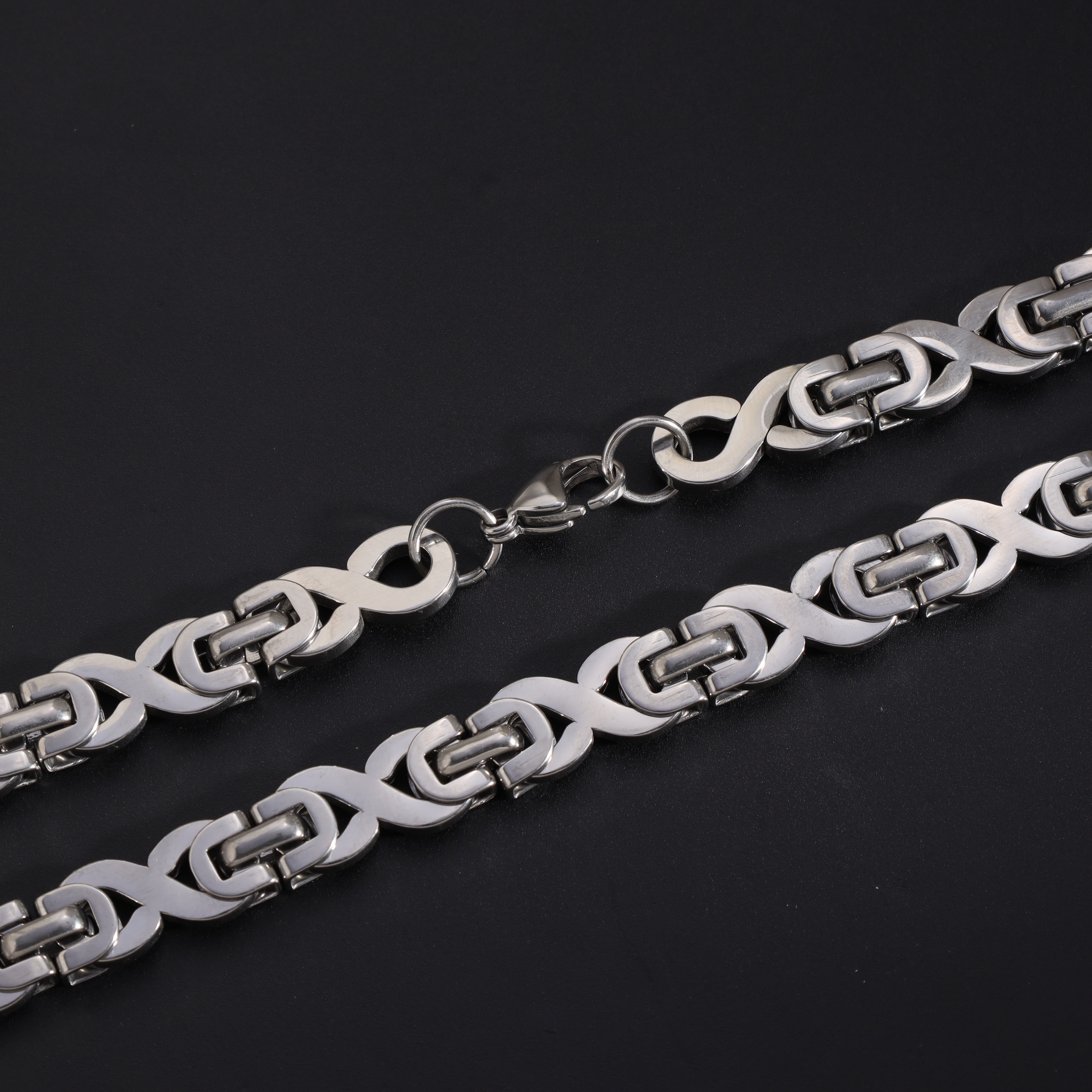 10mm Etrusker Infinity Kette flache Königskette 60cm aus Edelstahl - Taipan Schmuck