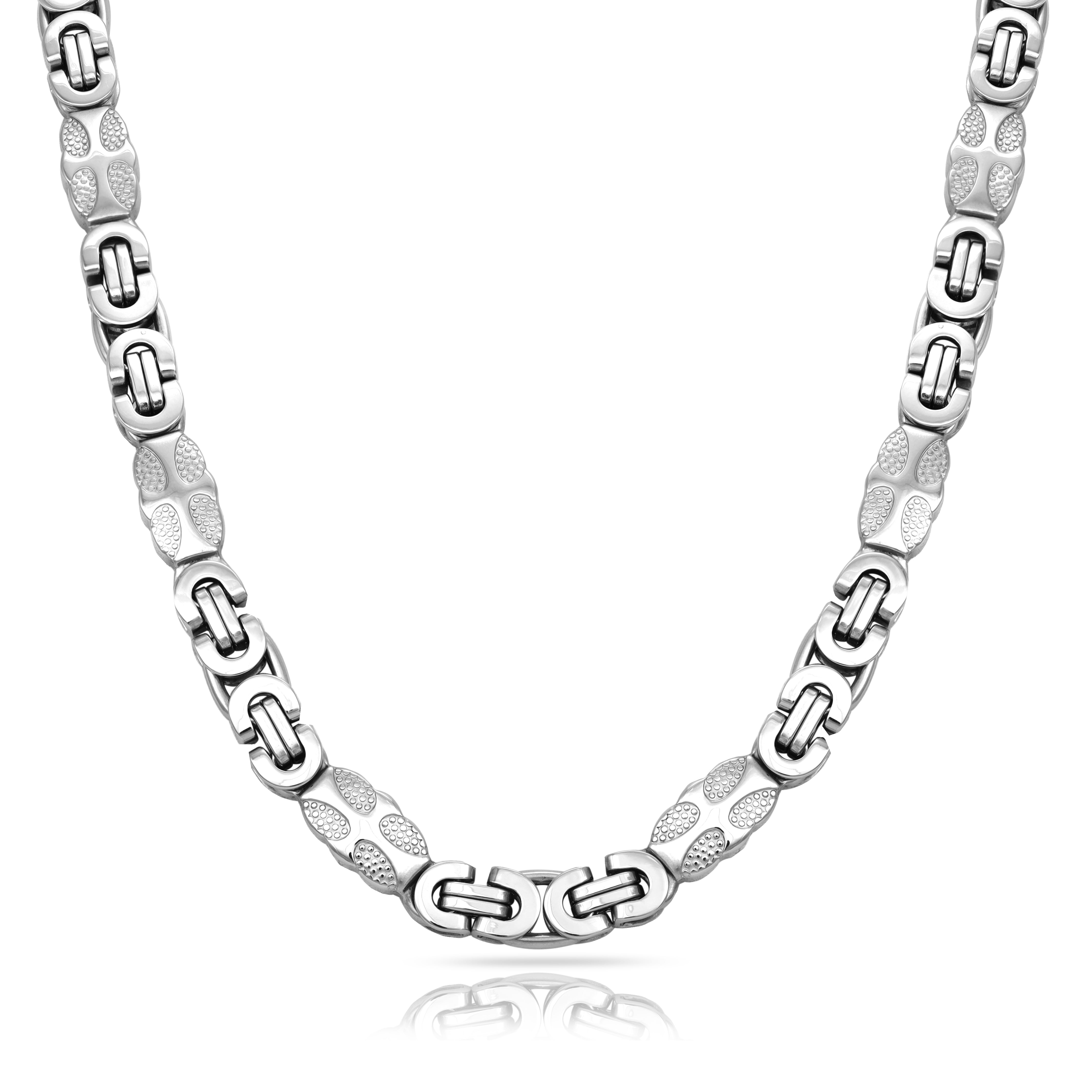 9mm Etruskerkette flache Königskette mit Kreuz Design aus Edelstahl - Taipan Schmuck
