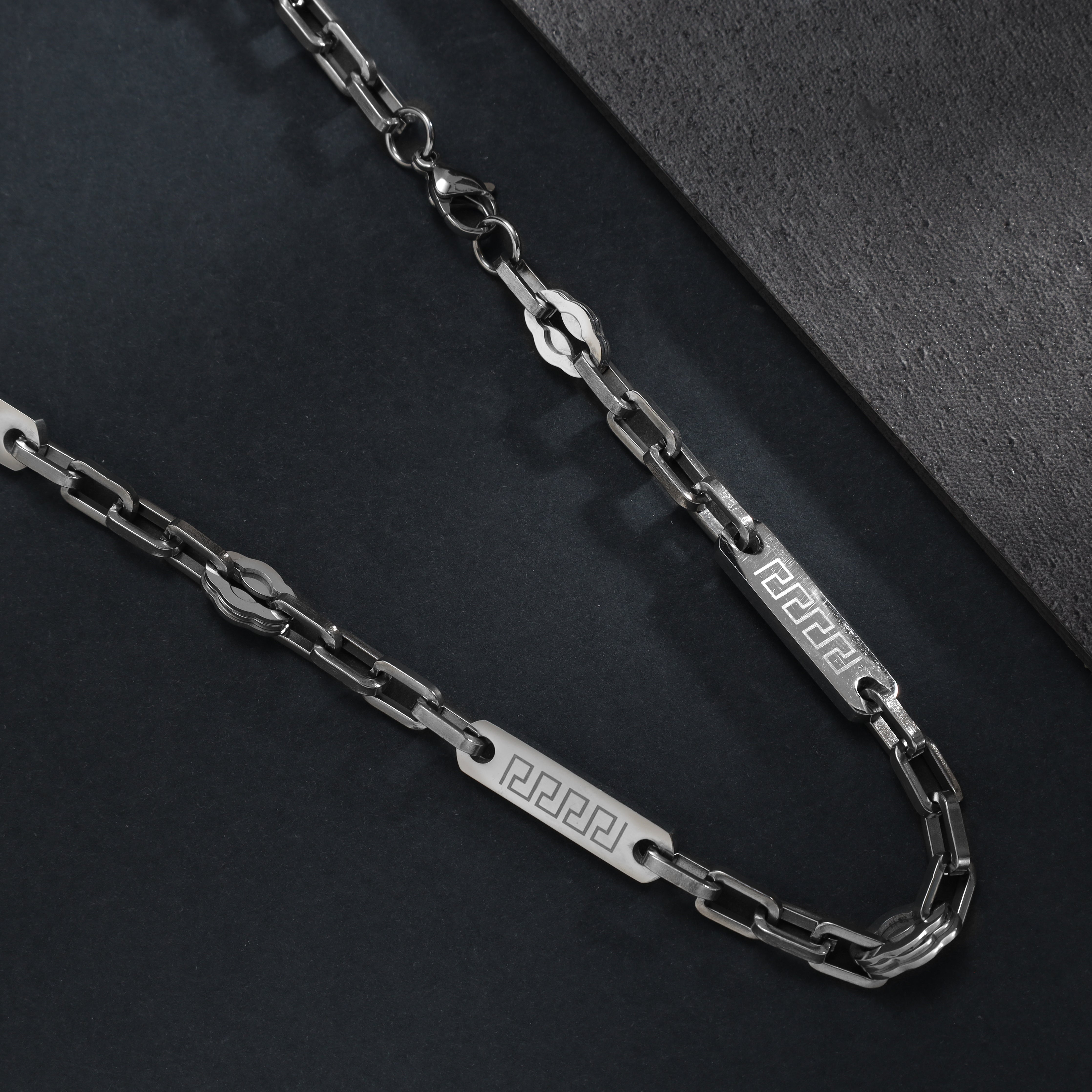 Ankerkette mit Plattenelement 7,5mm breit aus Edelstahl - Taipan Schmuck
