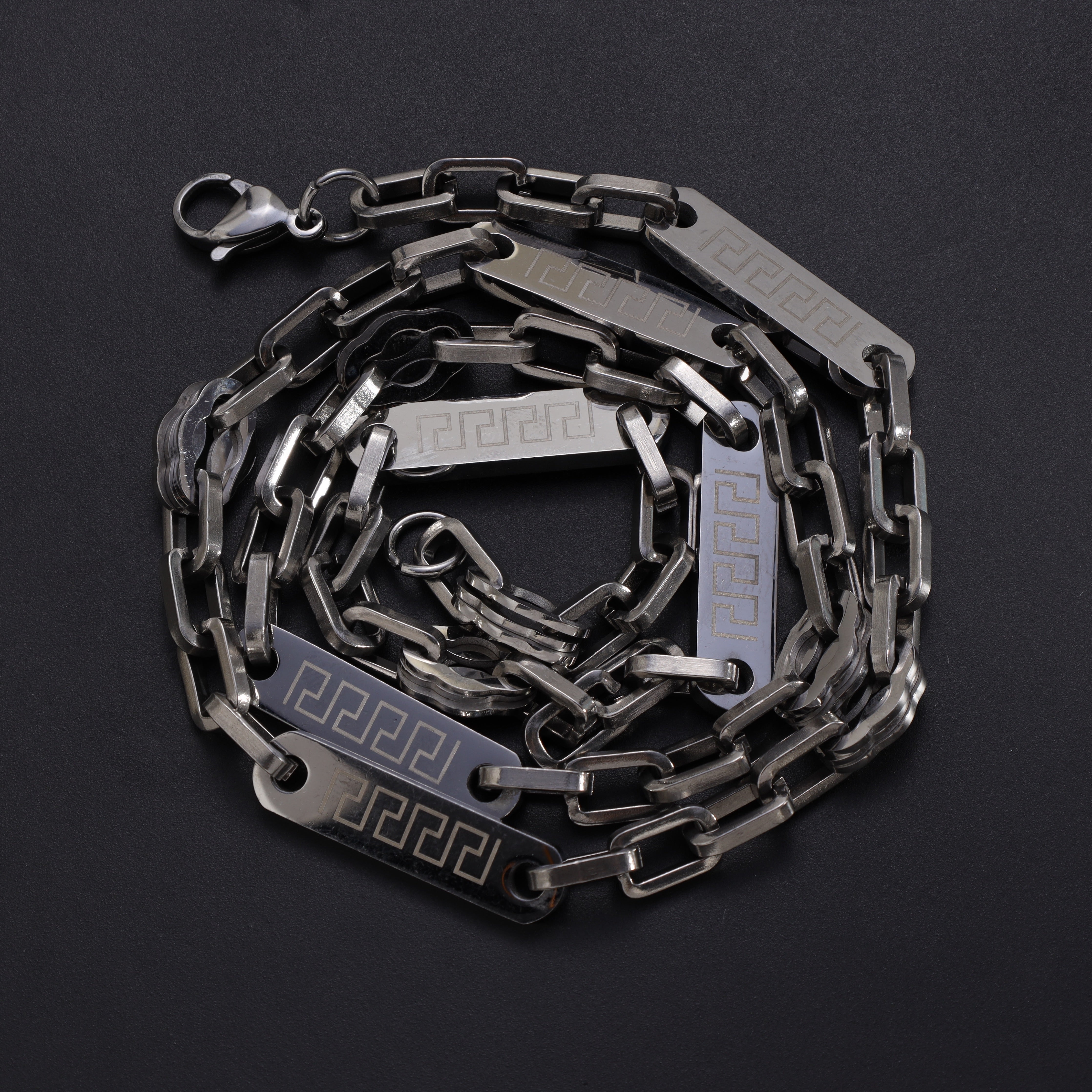 Ankerkette mit Plattenelement 7,5mm breit aus Edelstahl - Taipan Schmuck